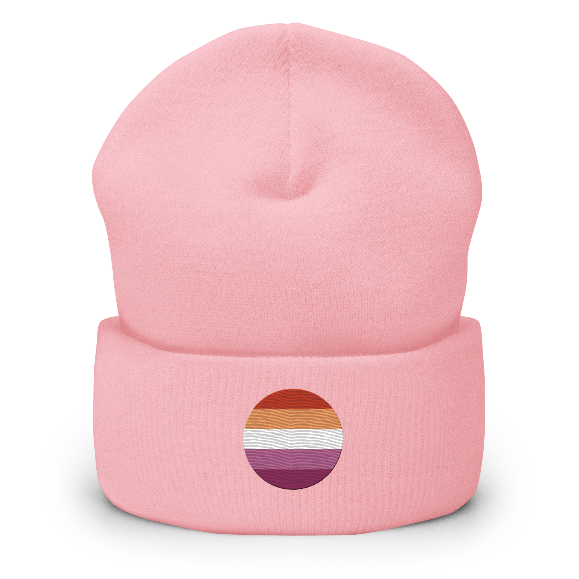 Lesbian Flag Embroidered Circle Beanie: Celebratory LGBTQ+ Pride Design