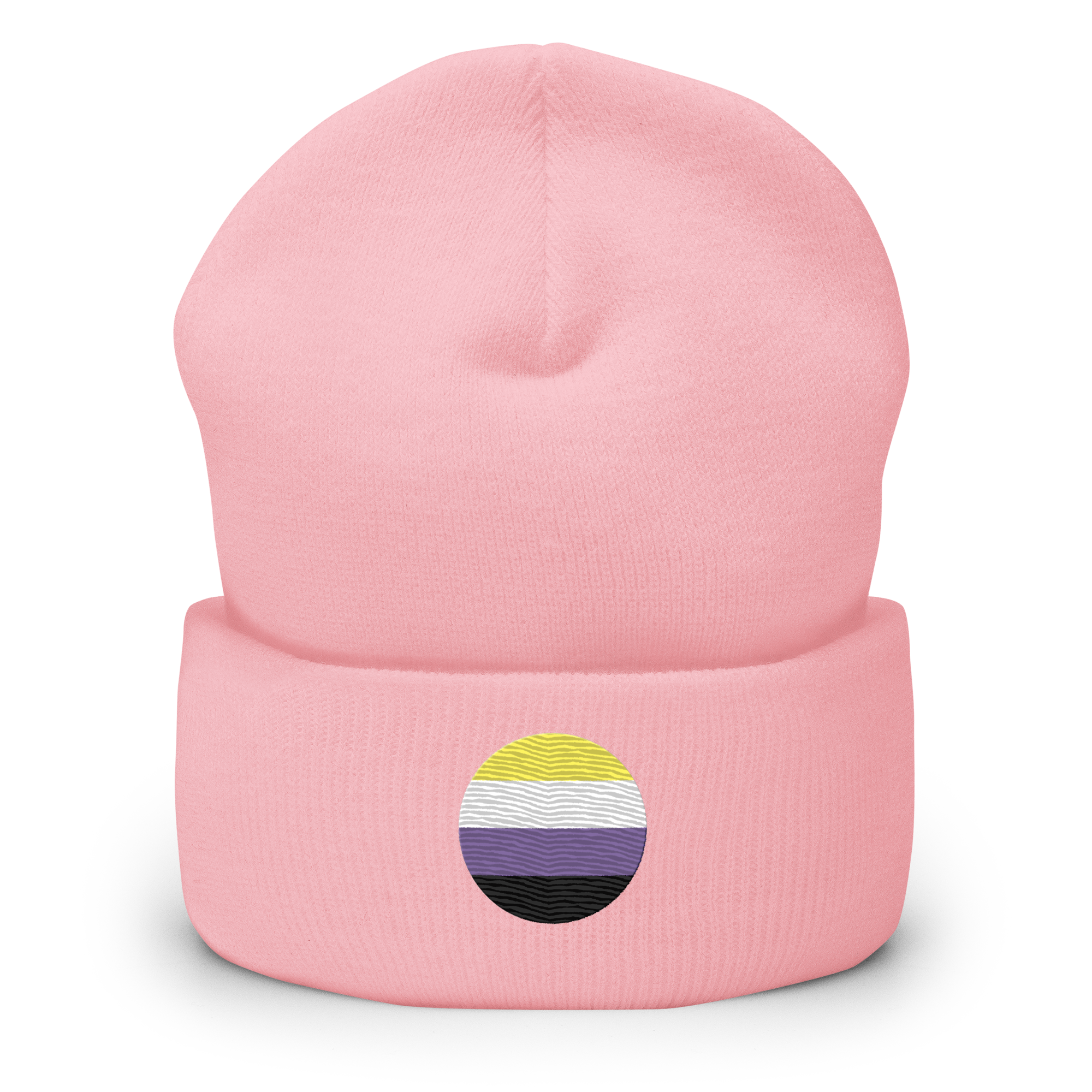 Nonbinary Flag Embroidered Circle Beanie: Celebratory LGBTQ+ Pride Design