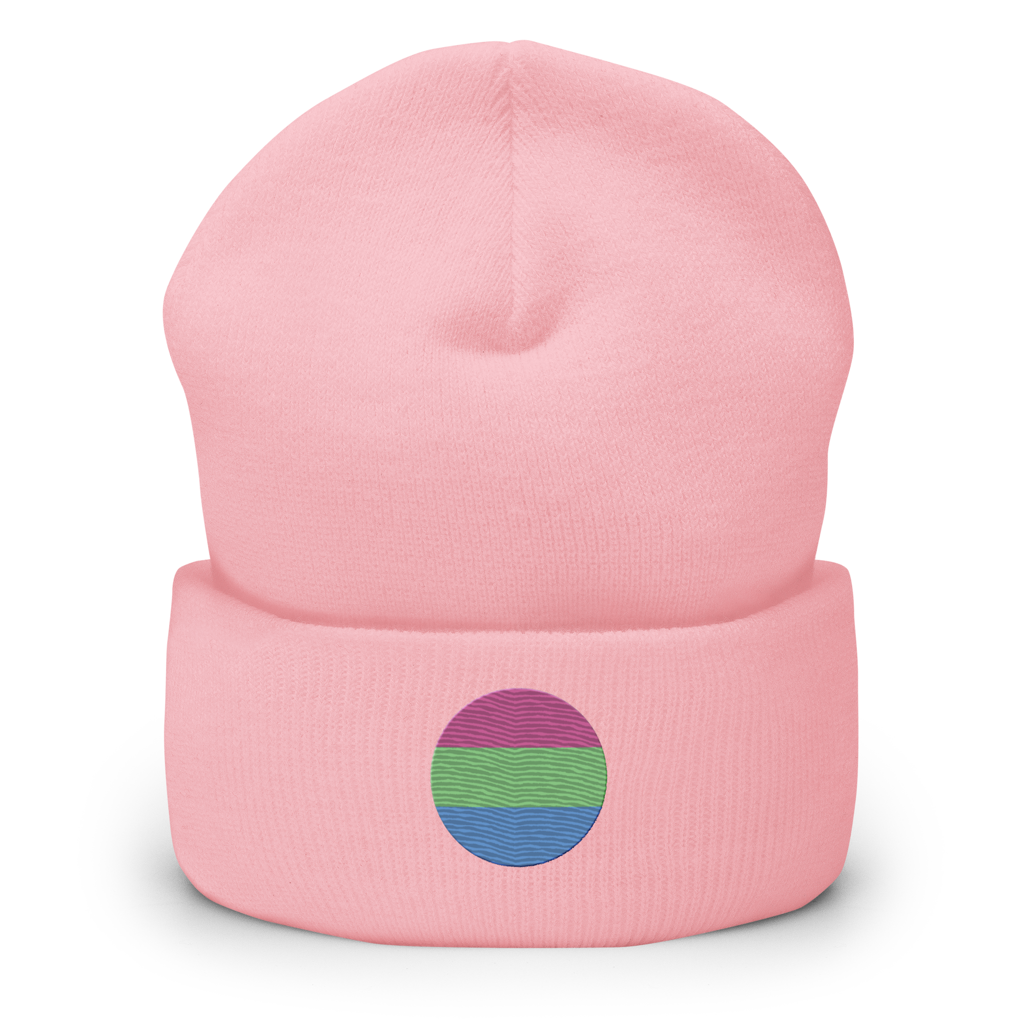 Polysexual Flag Embroidered Circle Beanie: Celebratory LGBTQ+ Pride Design