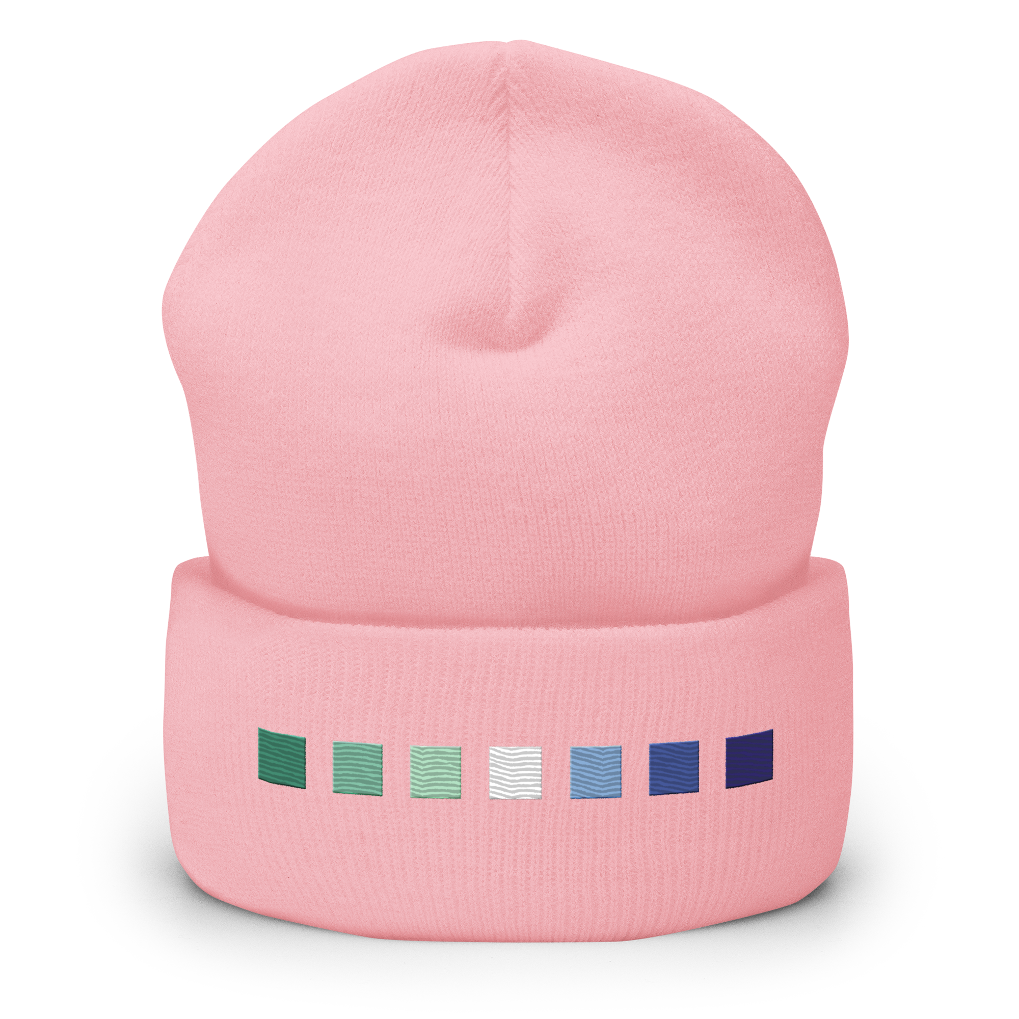 Embroidered Gay Pride Beanie: Pride Flag Horizontal Square Design