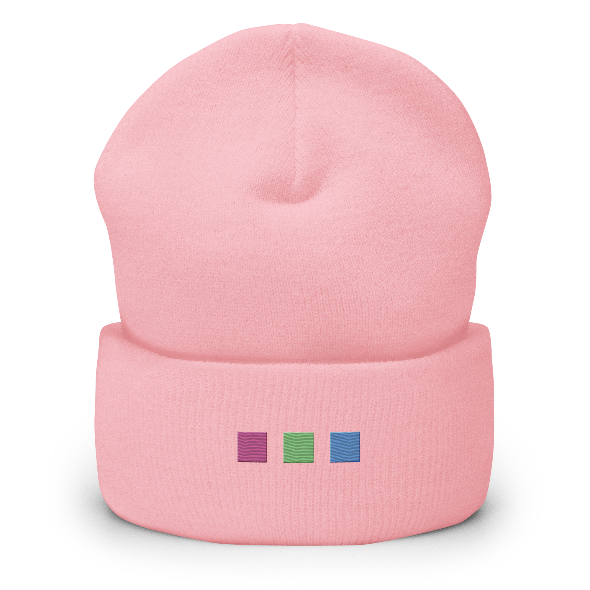 Embroidered Polysexual Beanie: Pride Flag Horizontal Square Design