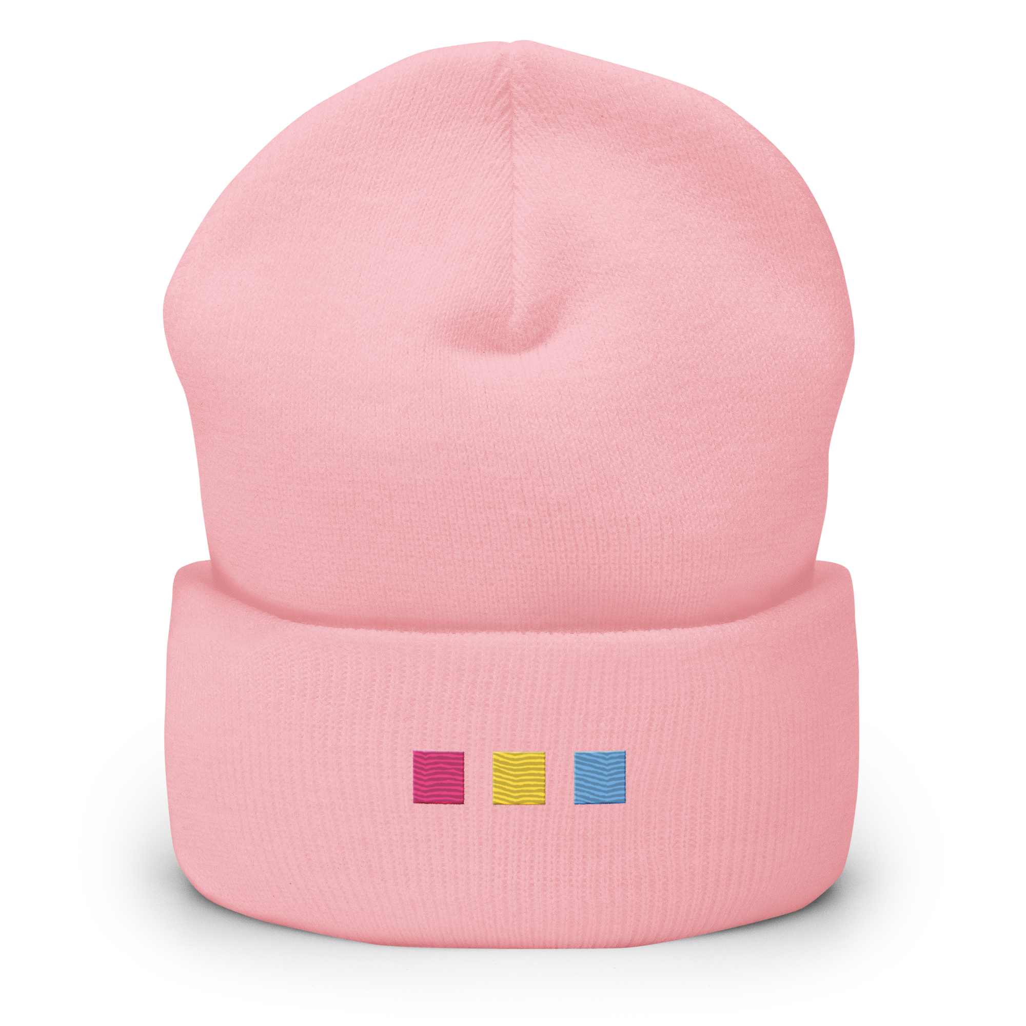 Embroidered Pansexual Beanie: Pride Flag Horizontal Square Design