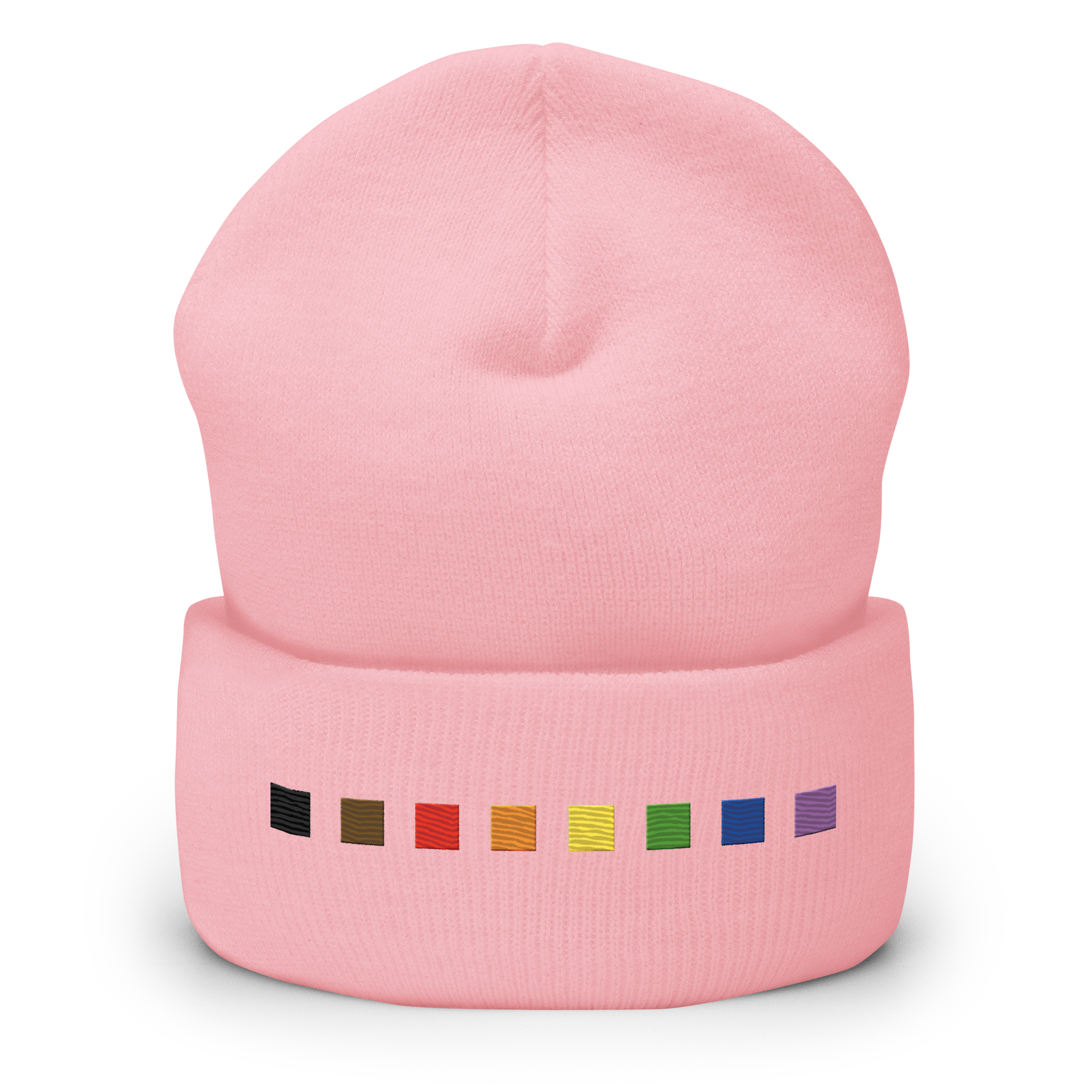 Embroidered Philly Pride Beanie: Pride Flag Horizontal Square Design