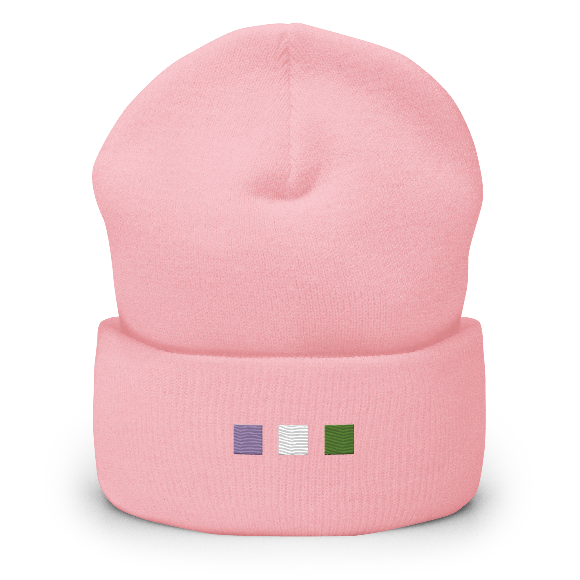 Embroidered Genderqueer Beanie: Pride Flag Horizontal Square Design