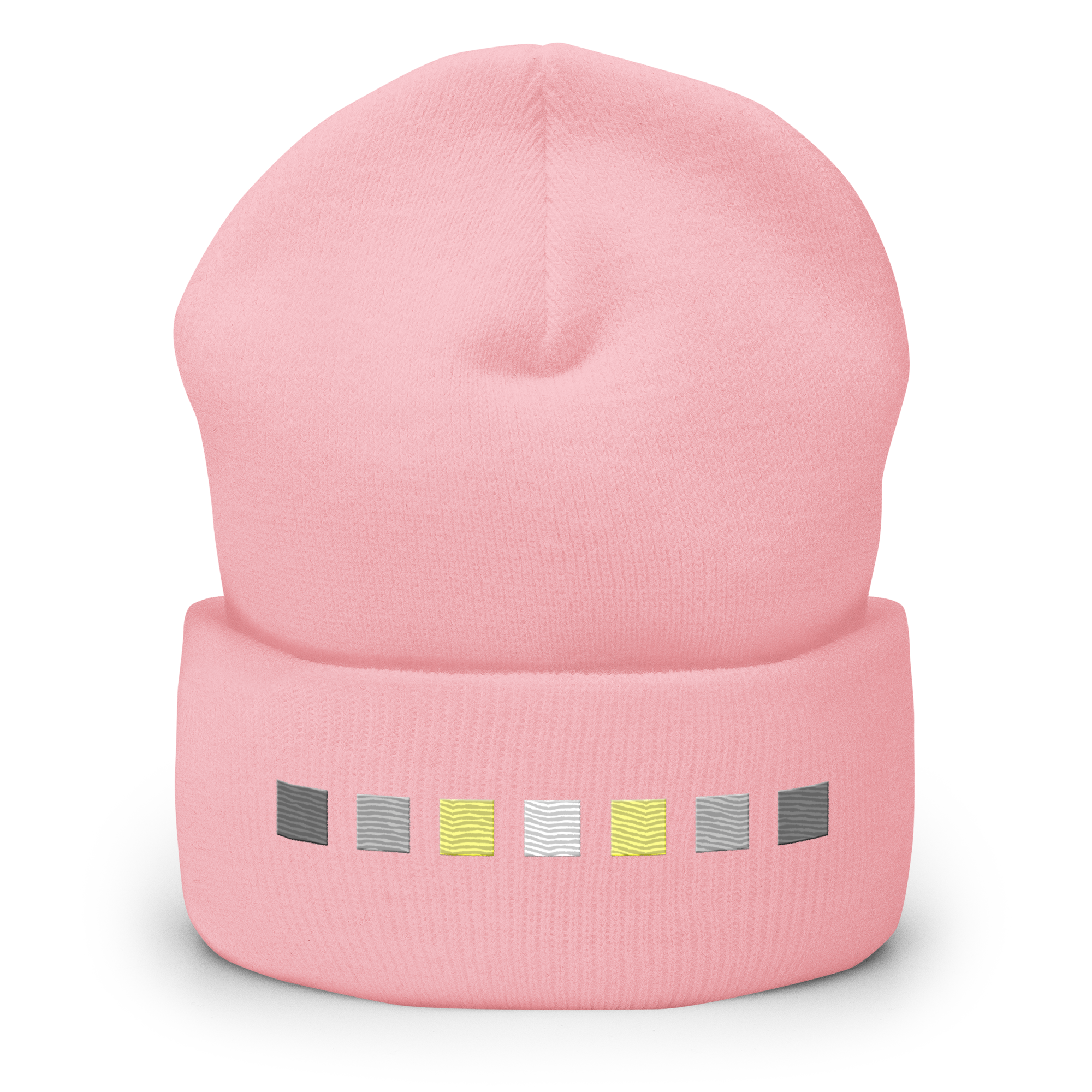 Embroidered Demigender Beanie: Pride Flag Horizontal Square Design