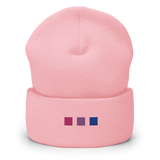 Embroidered Bisexual Beanie: Pride Flag Horizontal Square Design