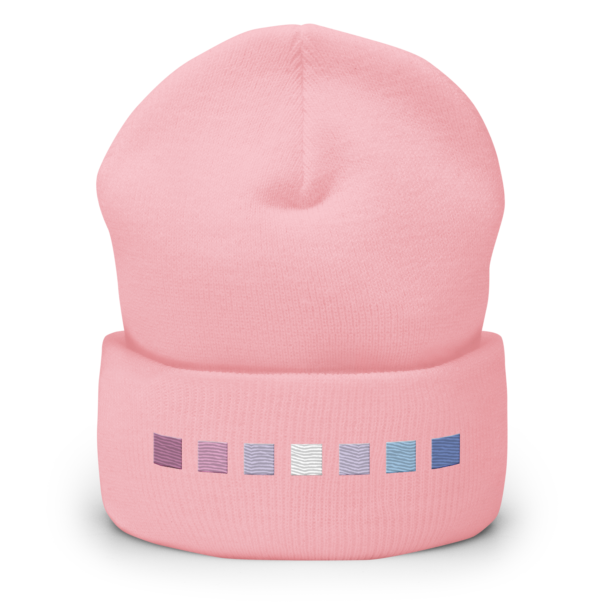 Embroidered Bigender Beanie: Pride Flag Horizontal Square Design