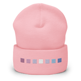 Embroidered Bigender Beanie: Pride Flag Horizontal Square Design