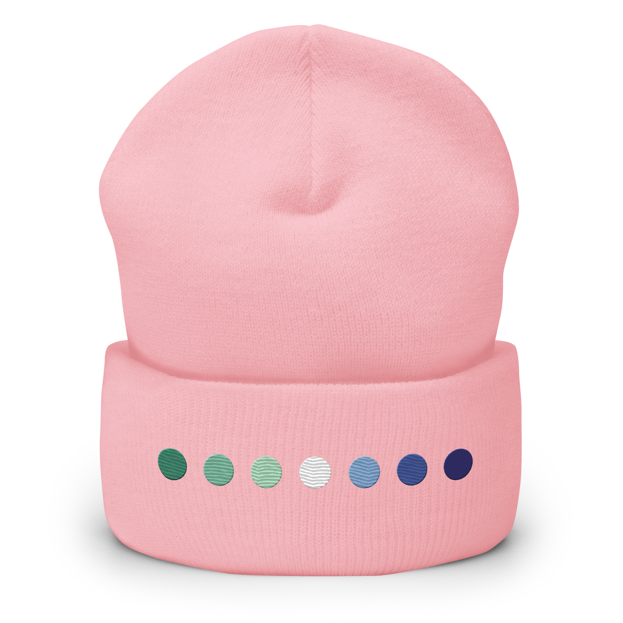 Embroidered Gay Pride Beanie: Pride Flag Horizontal Circle Design