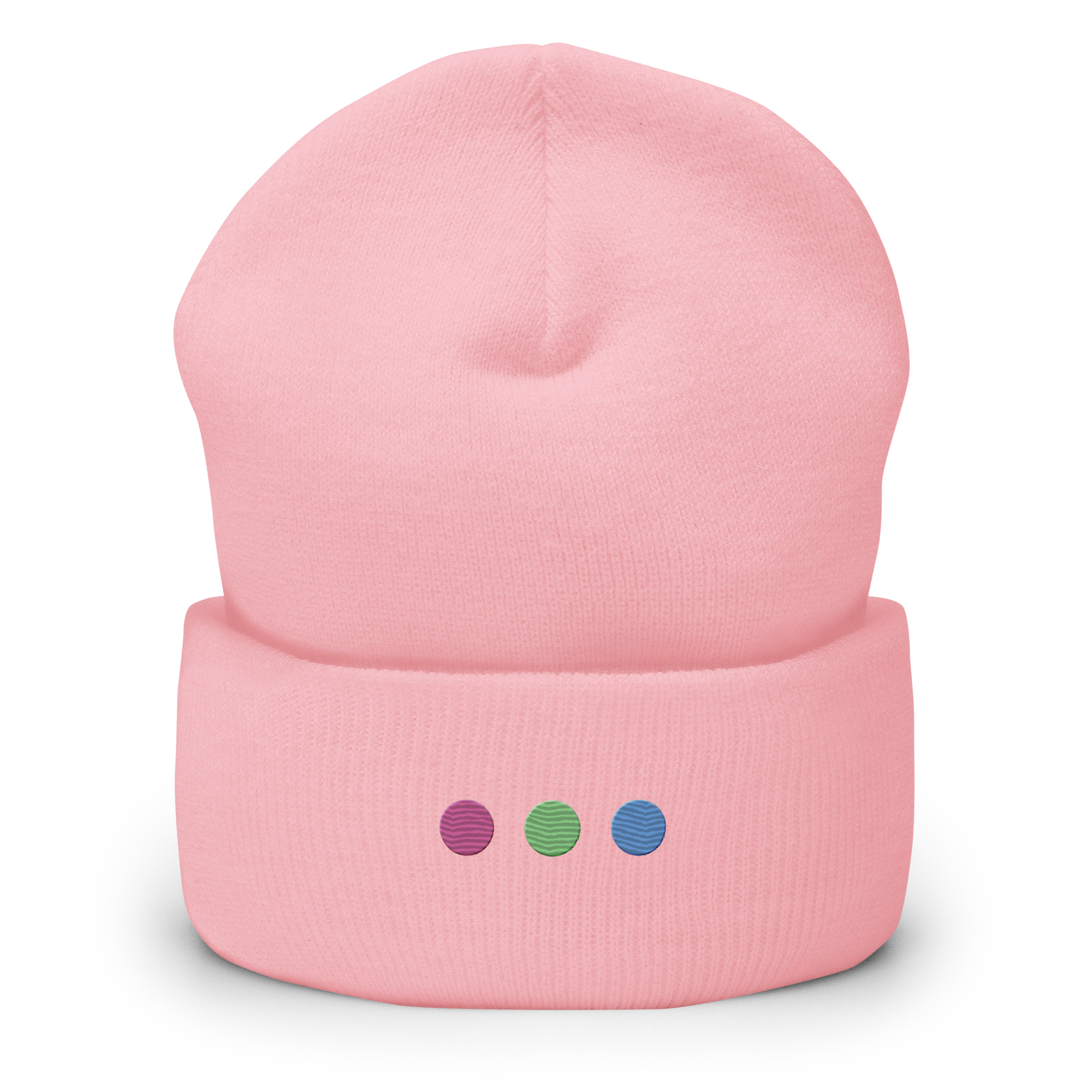 Embroidered Polysexual Beanie: Pride Flag Horizontal Circle Design