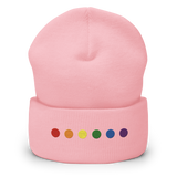 Embroidered Pride Beanie: Pride Flag Horizontal Circle Design