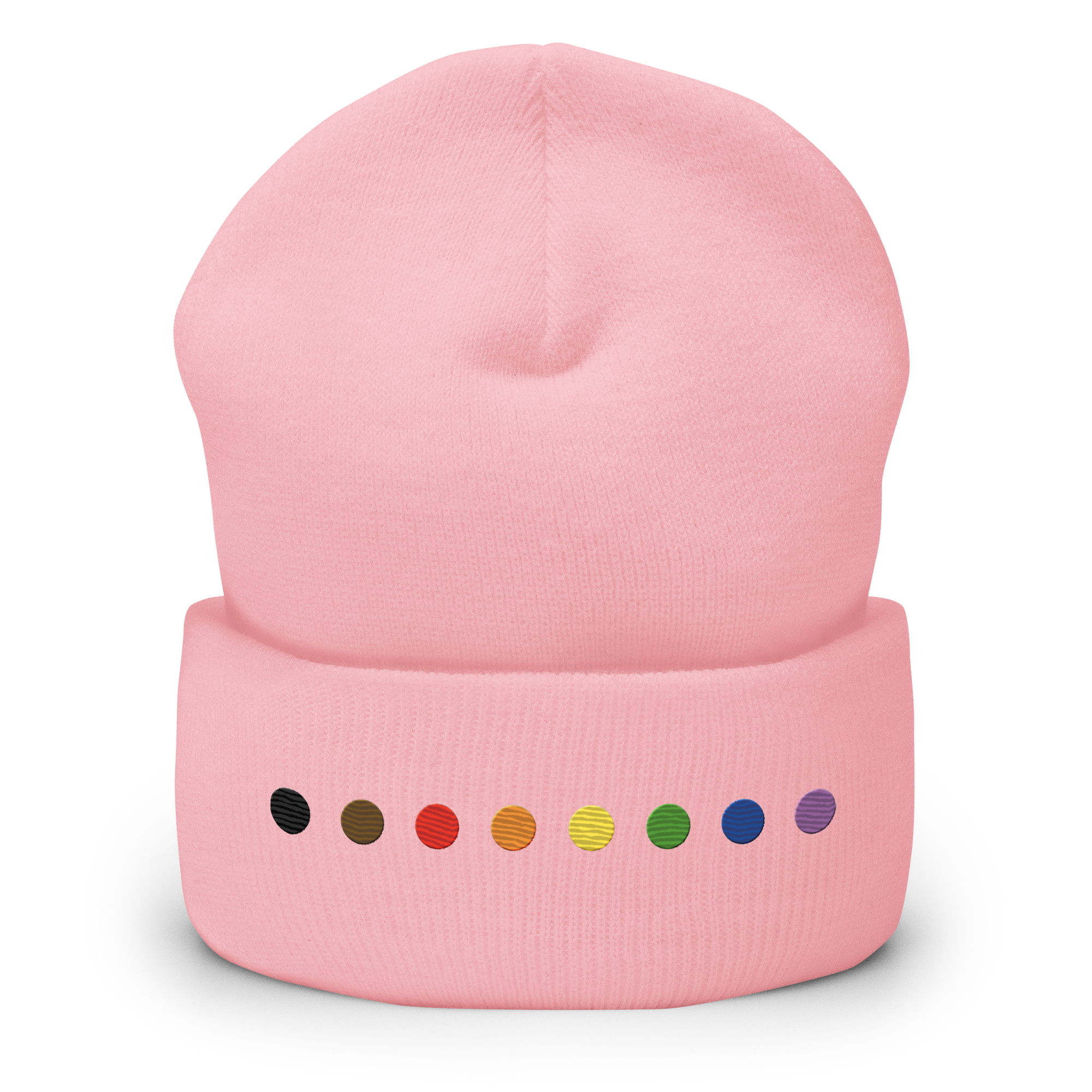 Embroidered Philly Pride Beanie: Pride Flag Horizontal Circle Design