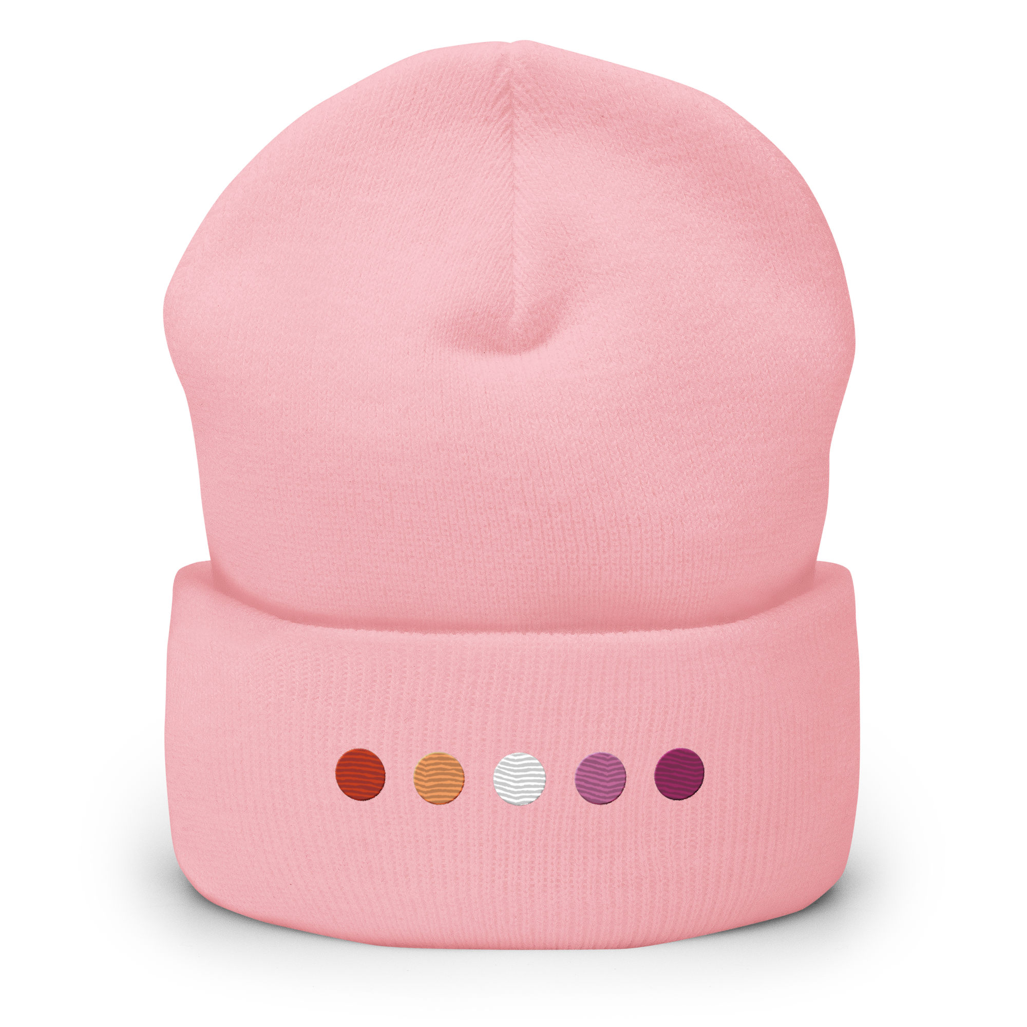 Embroidered Lesbian Beanie: Pride Flag Horizontal Circle Design