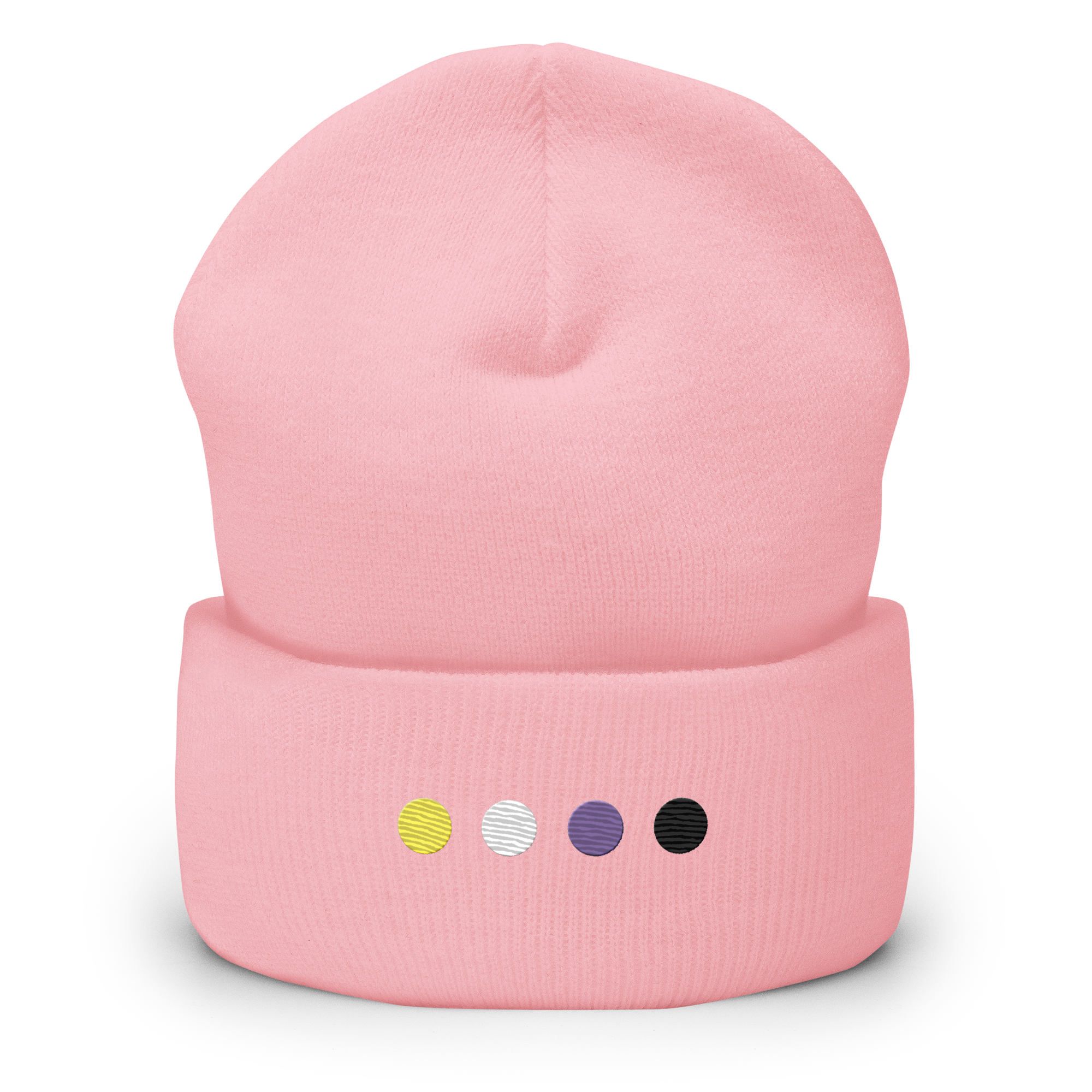 Embroidered Nonbinary Beanie: Pride Flag Horizontal Circle Design