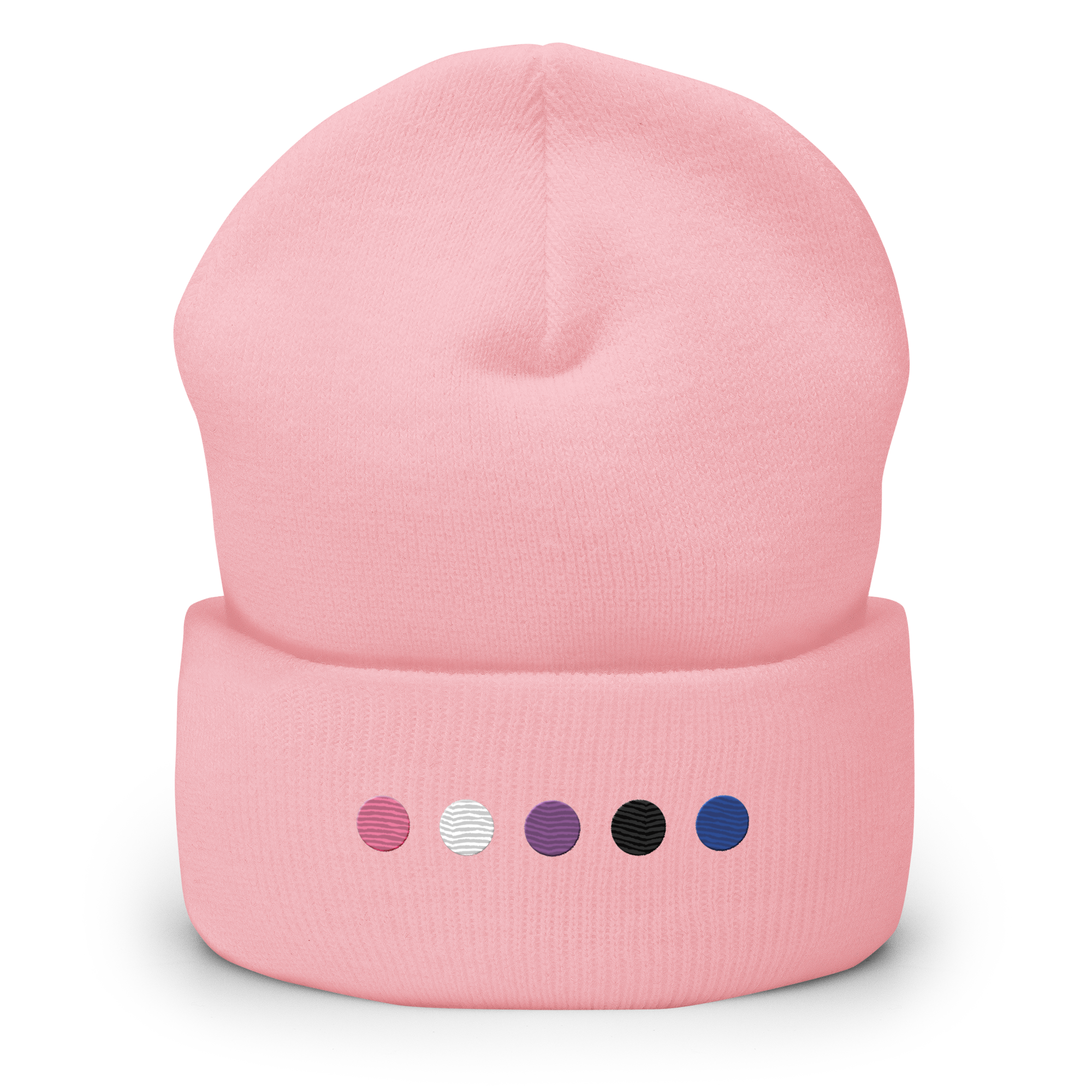 Embroidered Genderfluid Beanie: Pride Flag Horizontal Circle Design