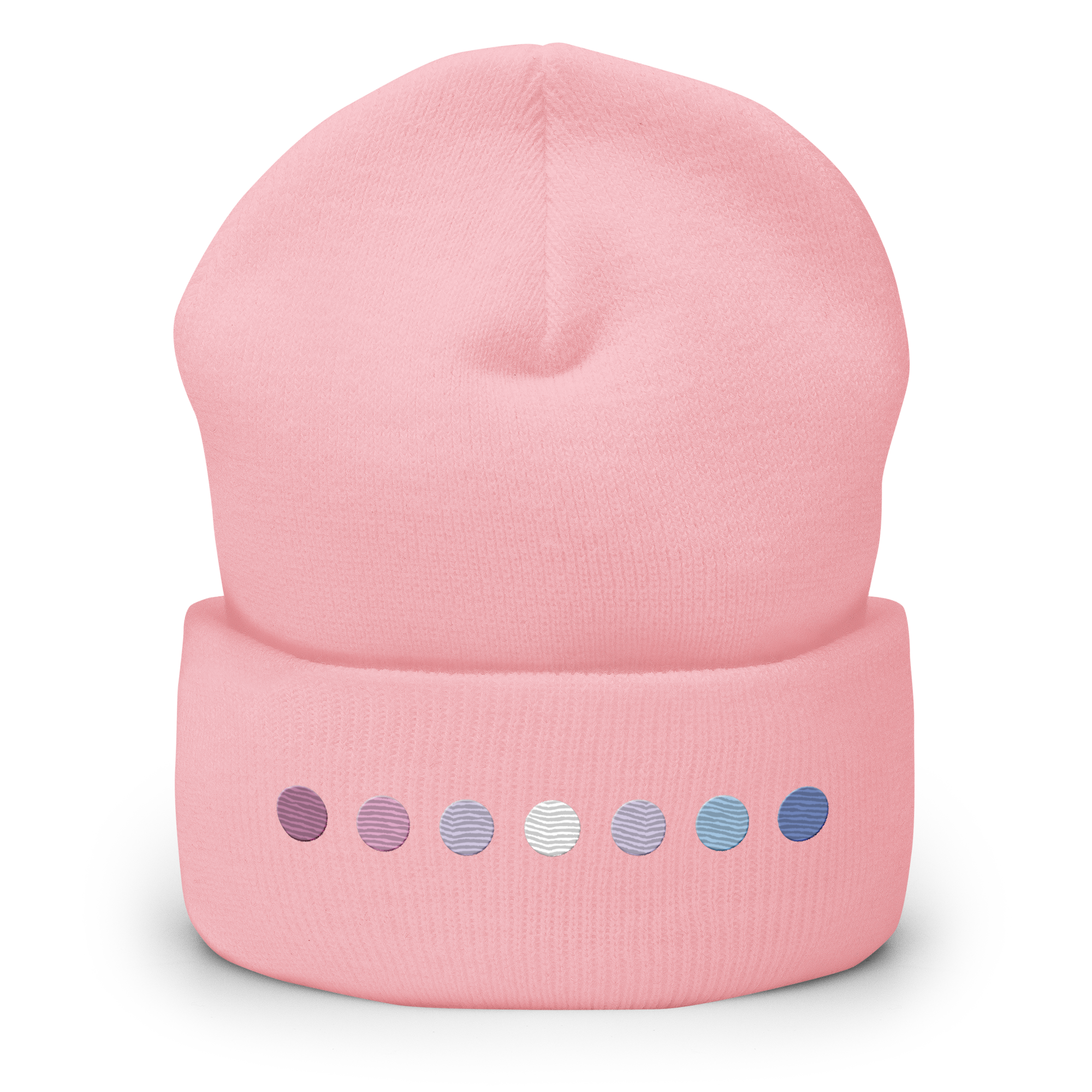 Embroidered Bigender Beanie: Pride Flag Horizontal Circle Design