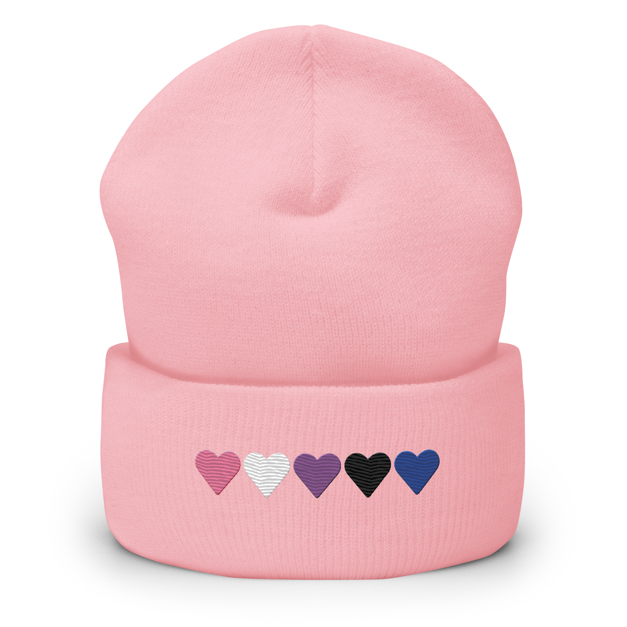 Embroidered Genderfluid Beanie: Pride Flag Horizontal Heart Design
