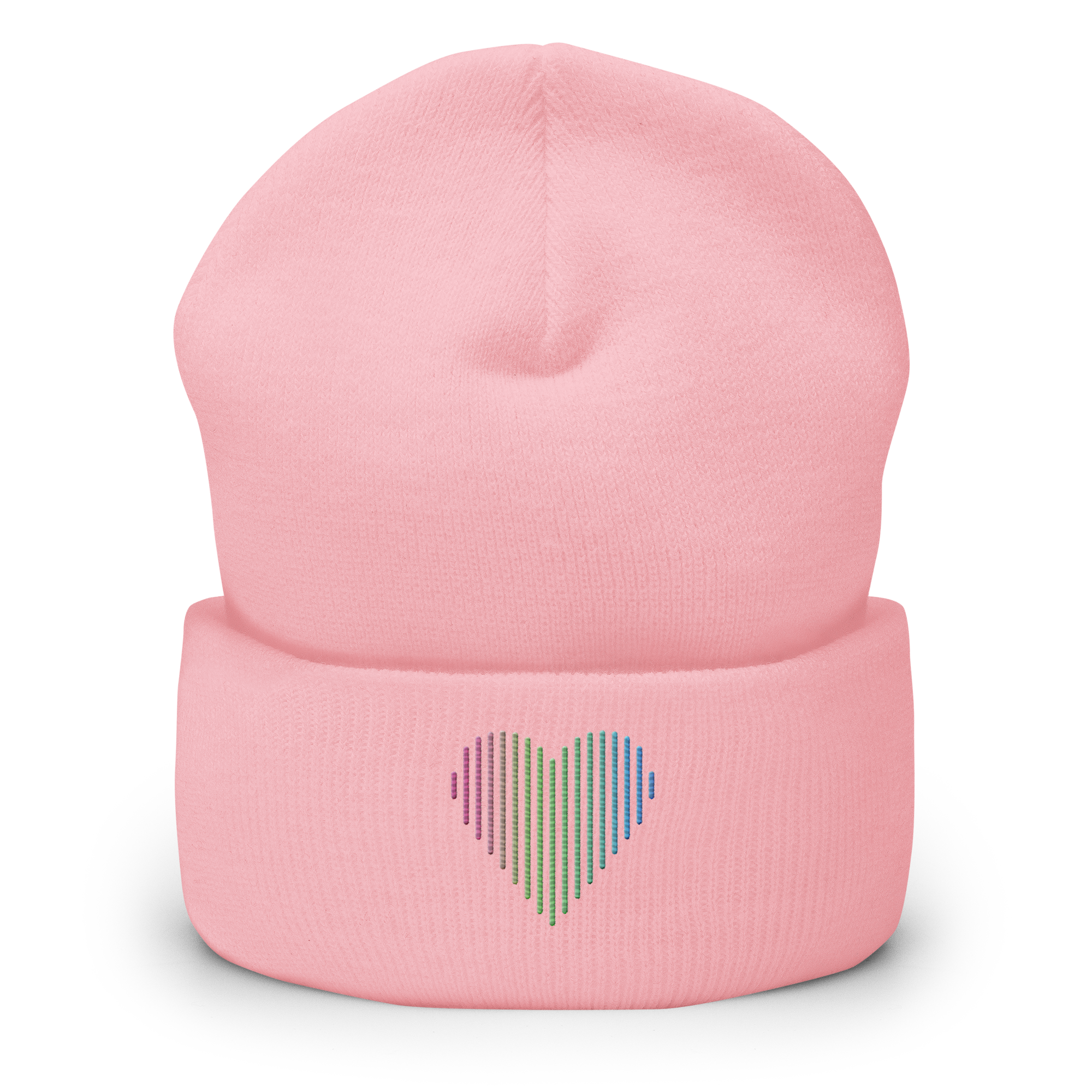Polysexual Heart Lines Beanie: Embroidered Pride Gradient Hat