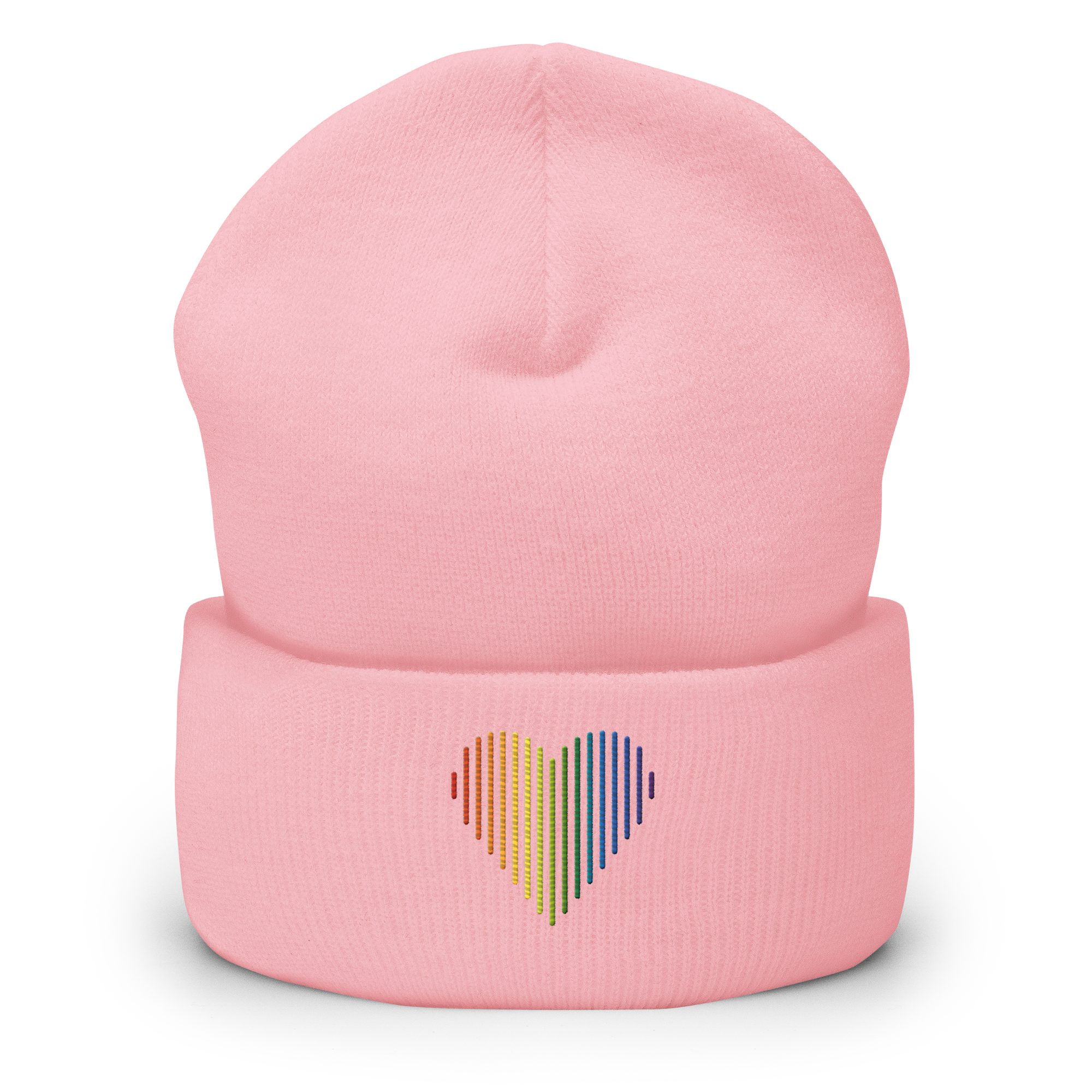 Pride Heart Lines Beanie: Embroidered Pride Gradient Hat