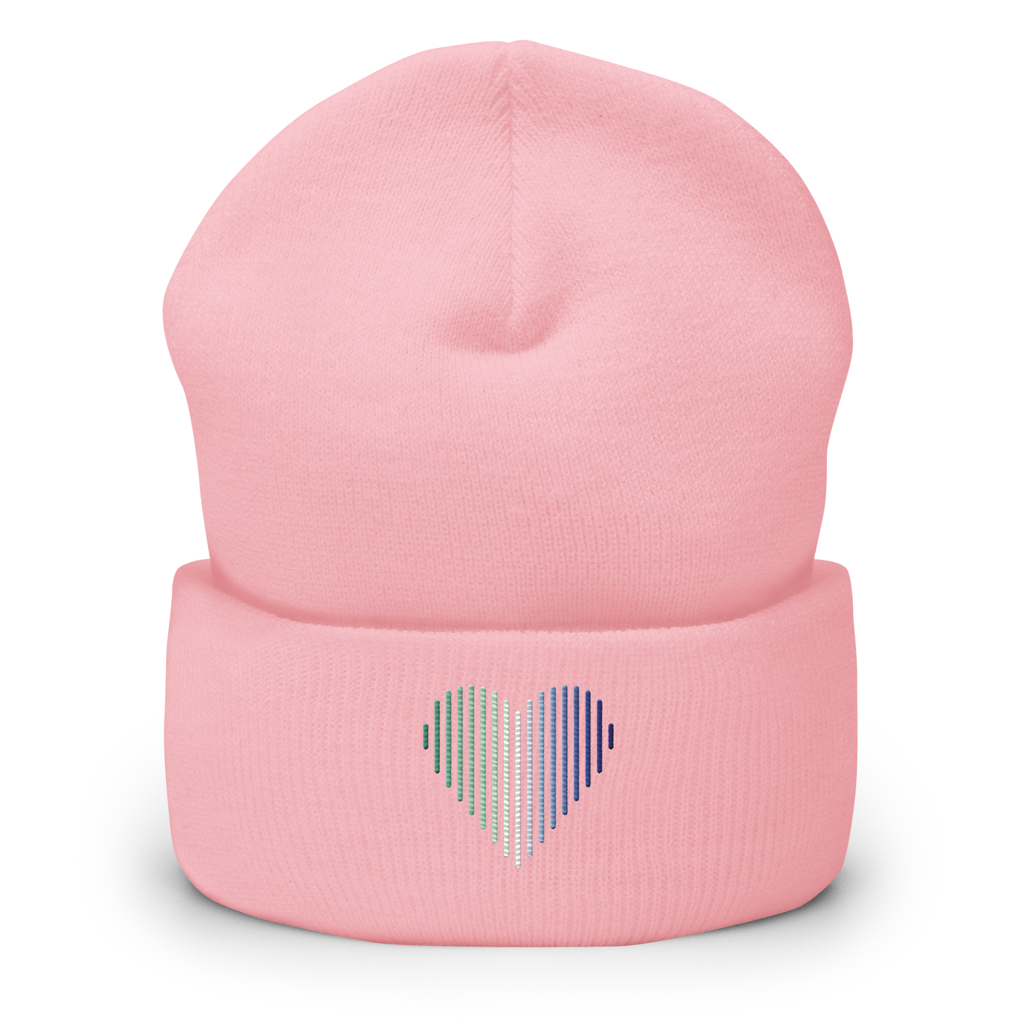 Gay Pride Heart Lines Beanie: Embroidered Pride Gradient Hat