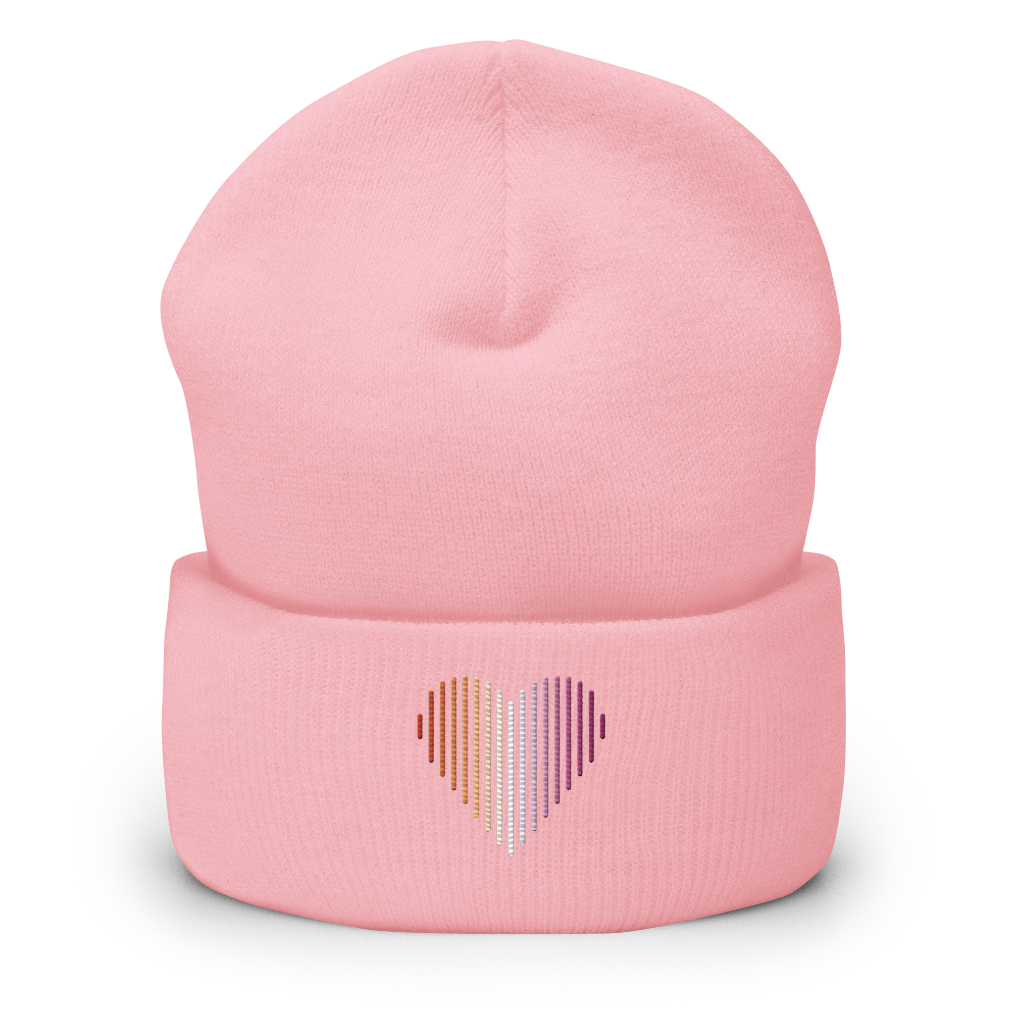 Lesbian Heart Lines Beanie: Embroidered Pride Gradient Hat