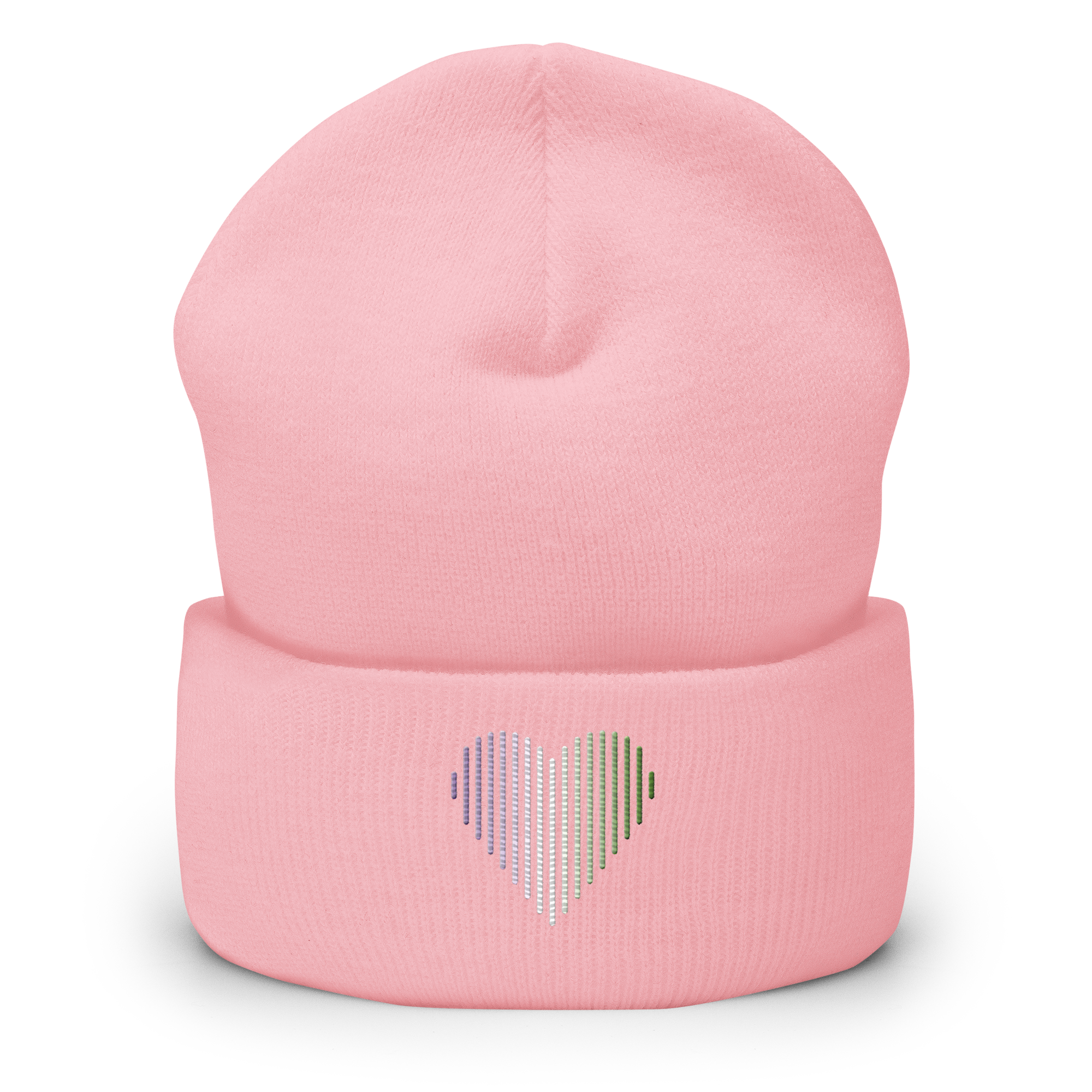 Genderqueer Heart Lines Beanie: Embroidered Pride Gradient Hat