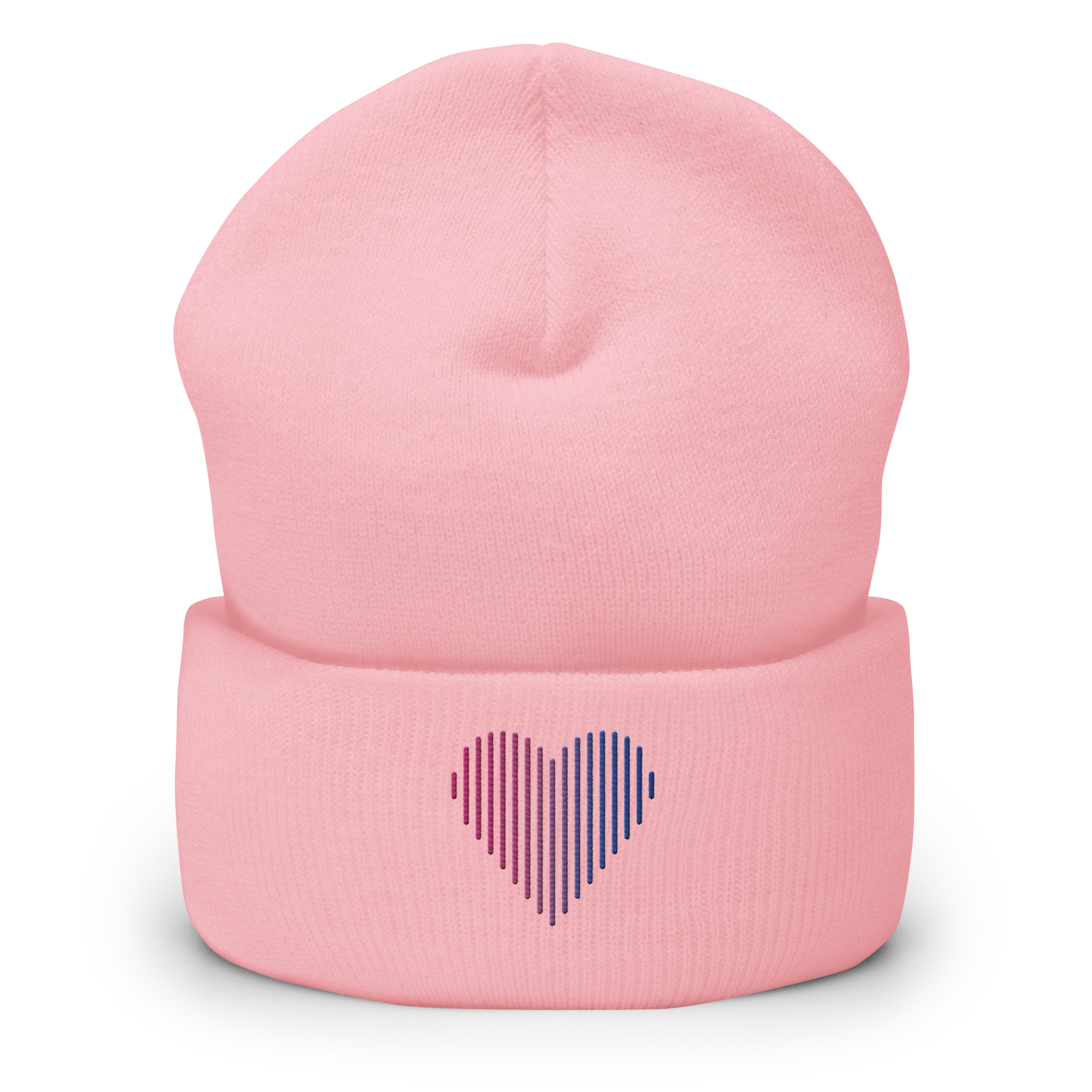 Bisexual Heart Lines Beanie: Embroidered Pride Gradient Hat
