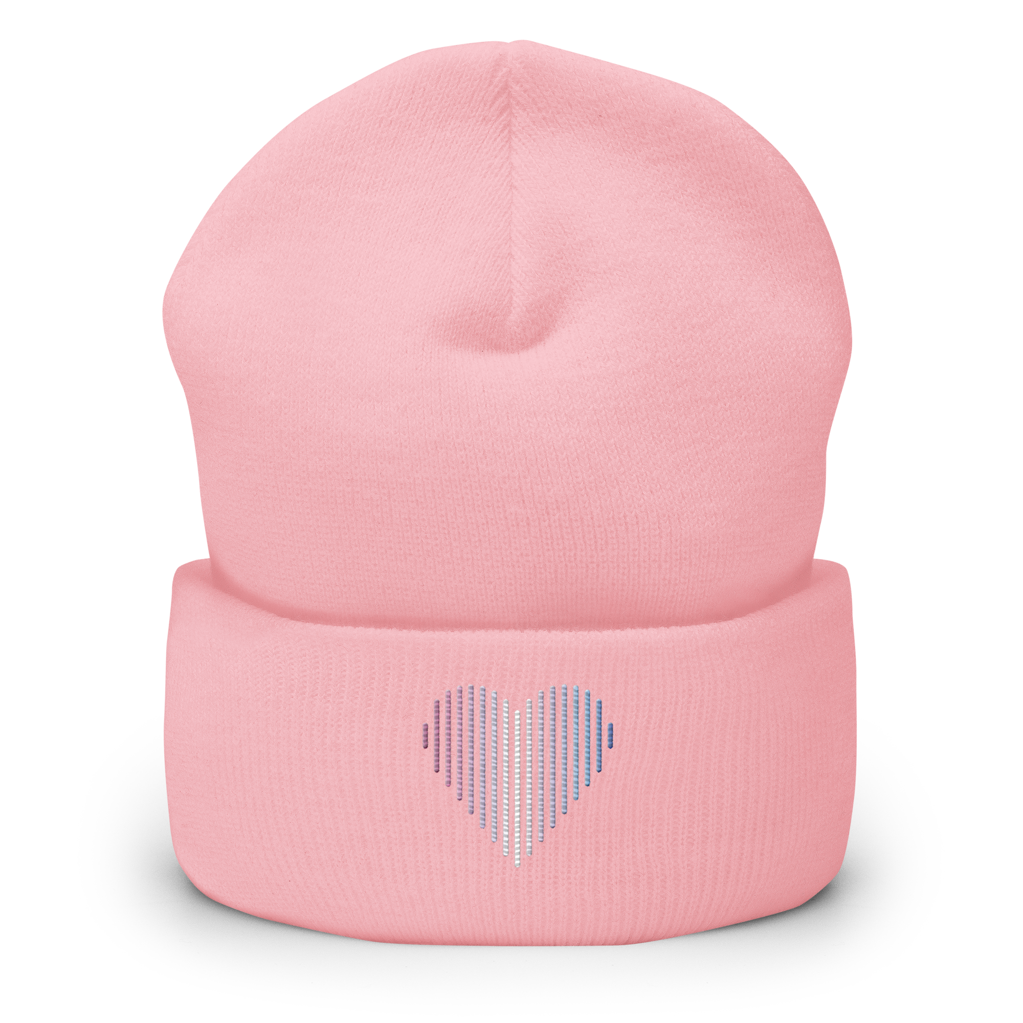 Bigender Heart Lines Beanie: Embroidered Pride Gradient Hat