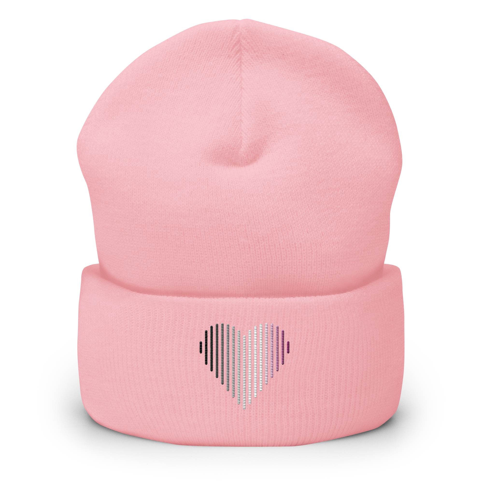 Asexual Heart Lines Beanie: Embroidered Pride Gradient Hat