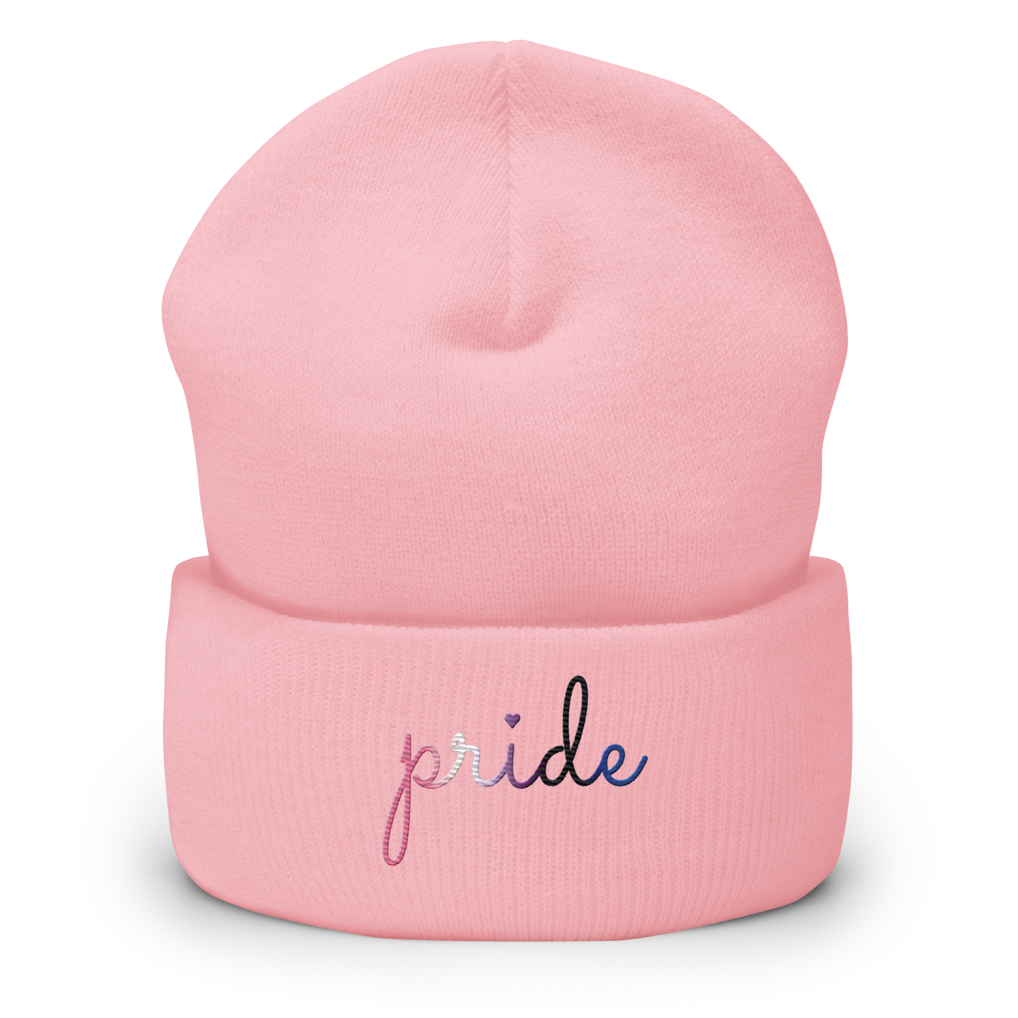 Genderfluid Pride Beanie: Cursive 'Pride' in Gradient Colors