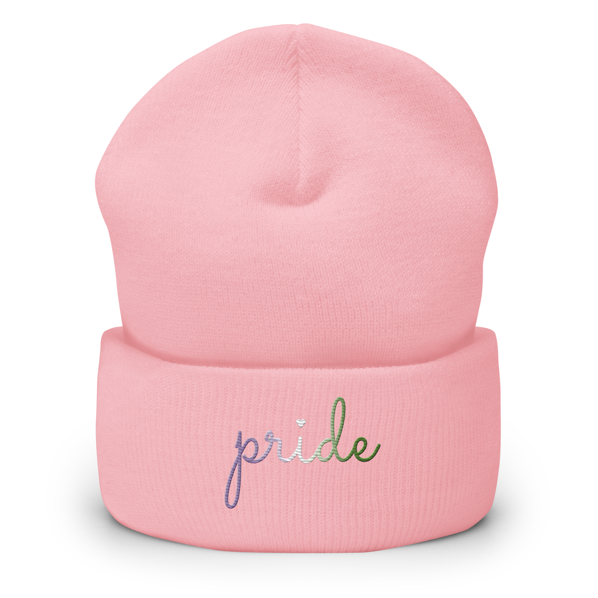 Genderqueer Pride Beanie: Cursive 'Pride' in Gradient Colors