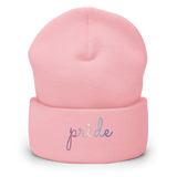 Bigender Pride Beanie: Cursive 'Pride' in Gradient Colors