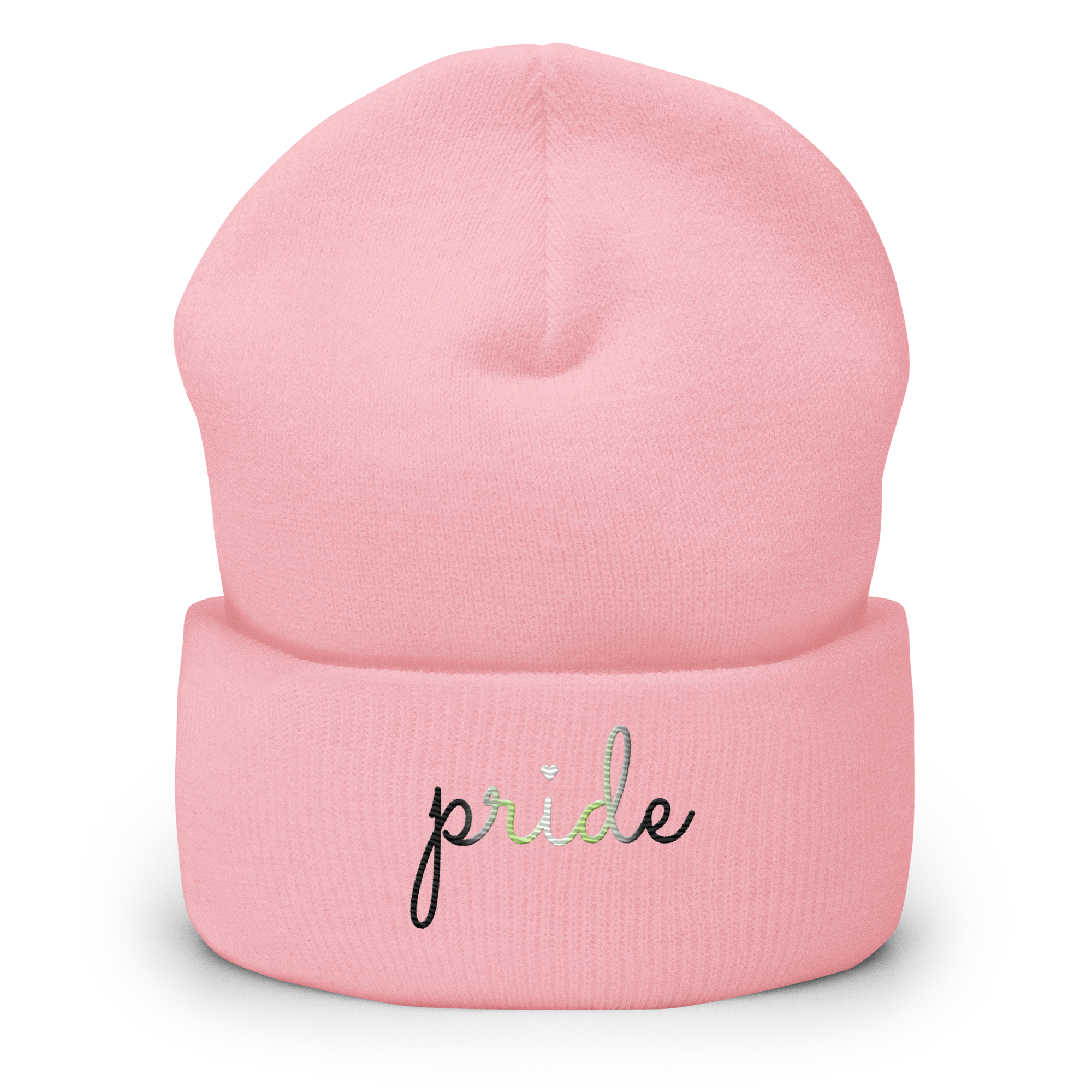 Agender Pride Beanie: Cursive 'Pride' in Gradient Colors