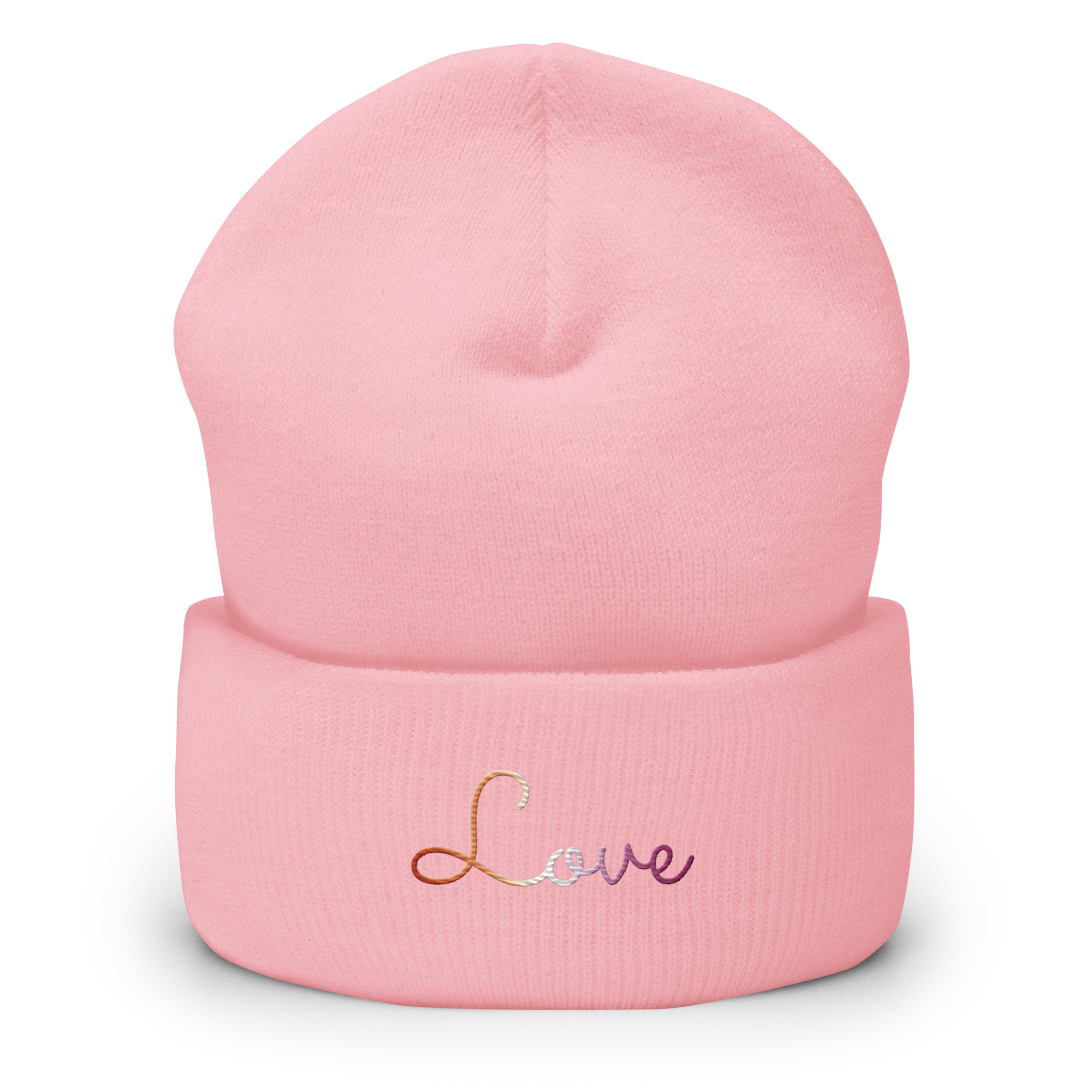 Lesbian Love Script Beanie: Ellegantly Embroidered Pride Hat