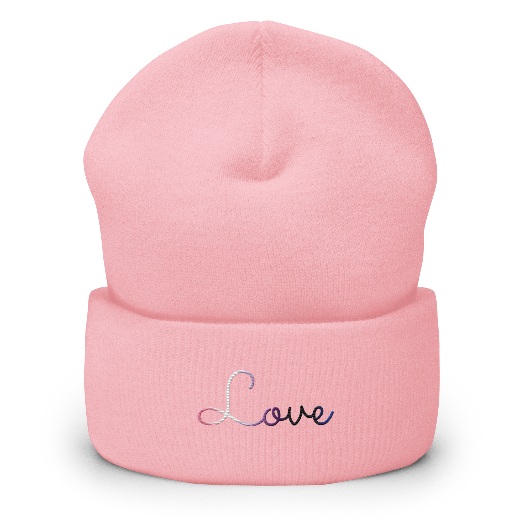 Genderfluid Love Script Beanie: Ellegantly Embroidered Pride Hat