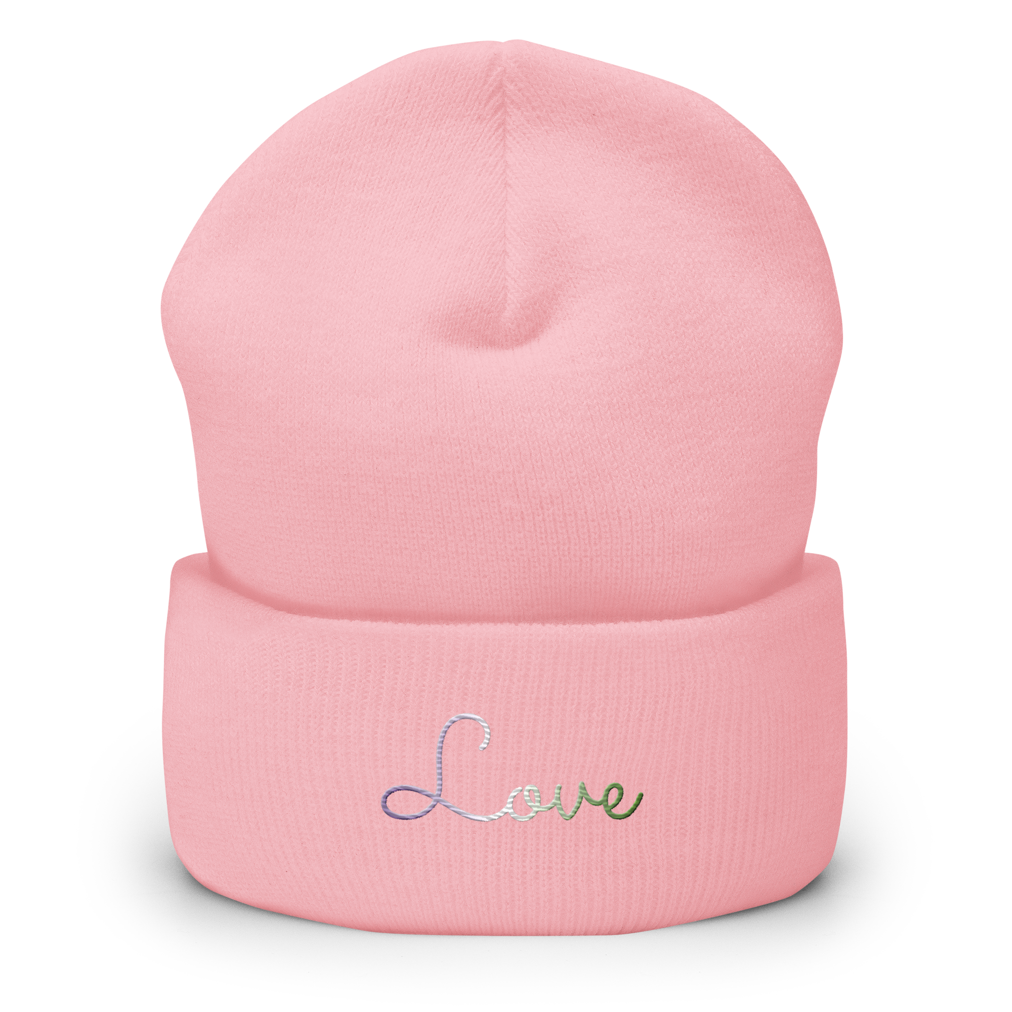Genderqueer Love Script Beanie: Ellegantly Embroidered Pride Hat