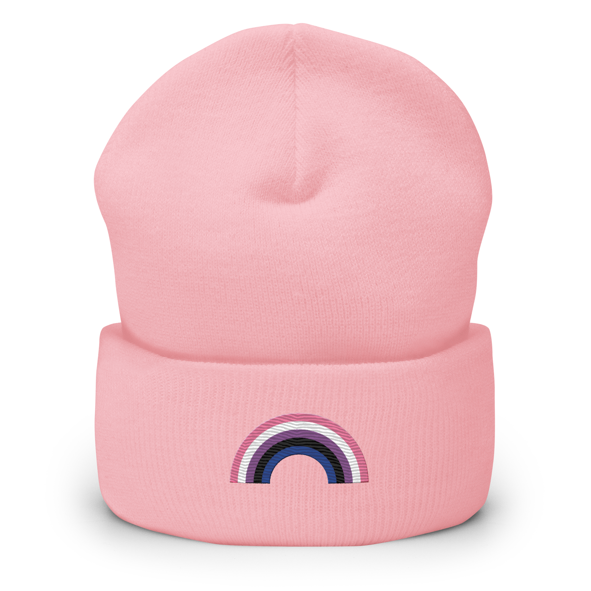 Embroidered Genderfluid Rainbow Beanie: Pride Flag LGBTQ+ Design