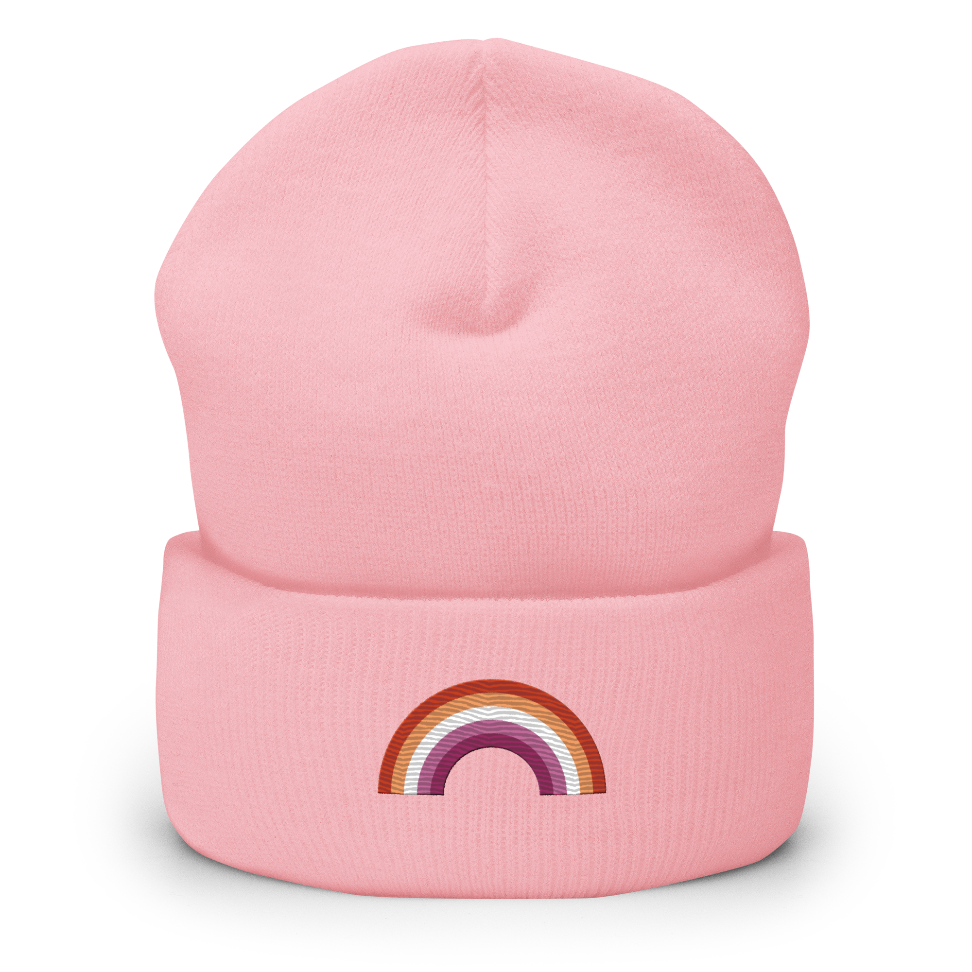 Embroidered Lesbian Rainbow Beanie: Pride Flag LGBTQ+ Design