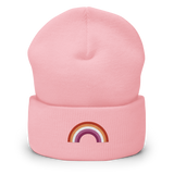 Embroidered Lesbian Rainbow Beanie: Pride Flag LGBTQ+ Design