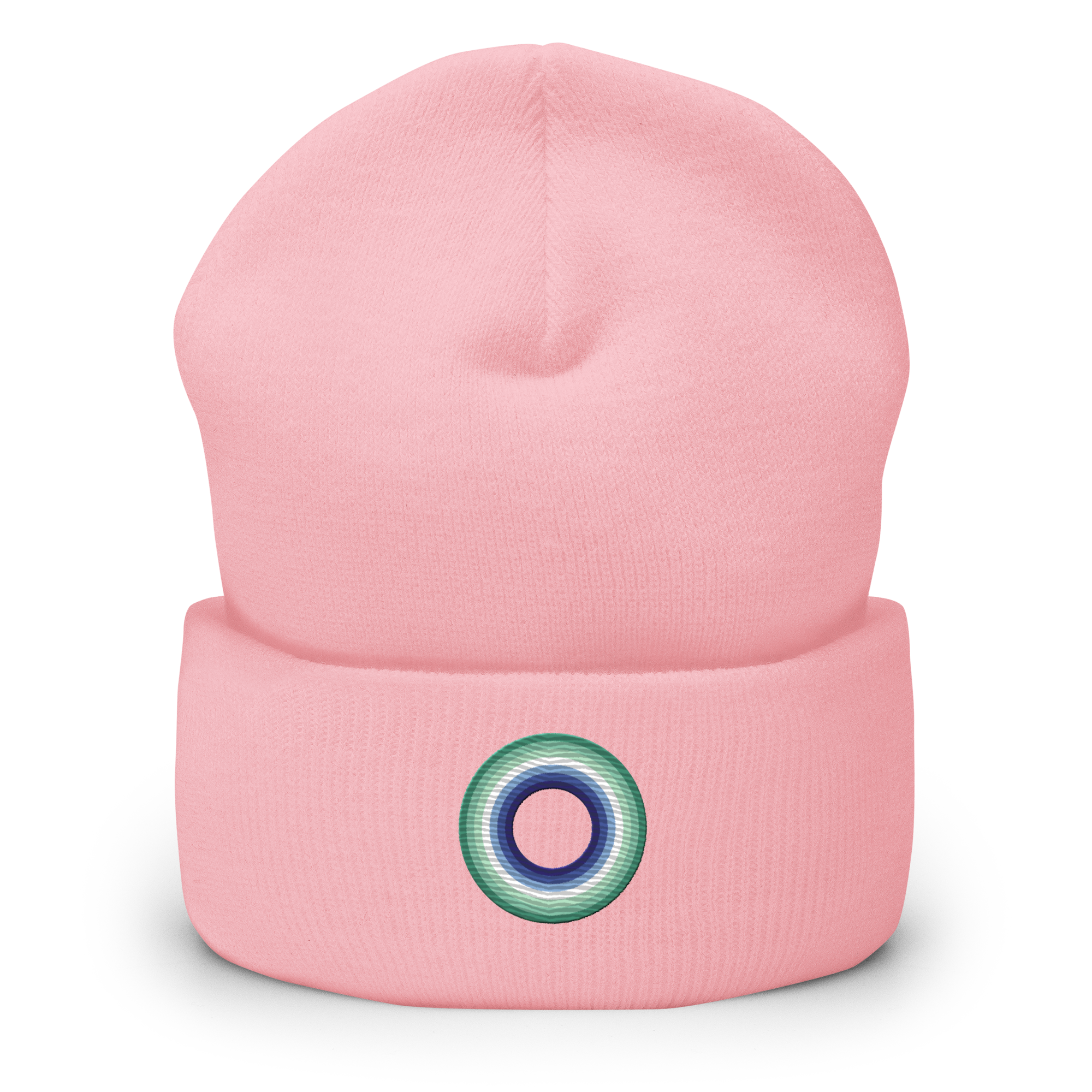 Embroidered Beanie: Gay Pride Ring Emblem Design