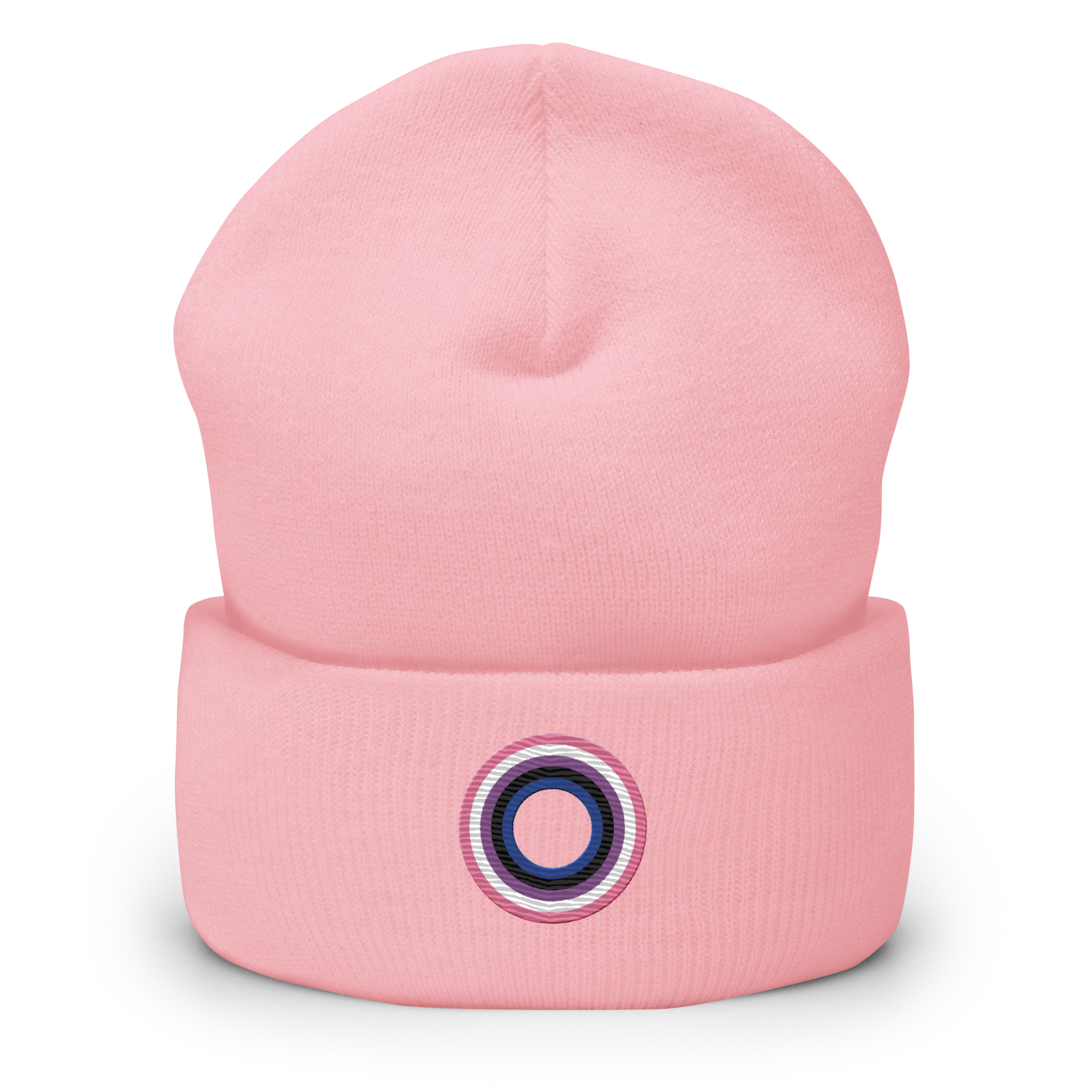 Embroidered Beanie: Genderfluid Pride Ring Emblem Design