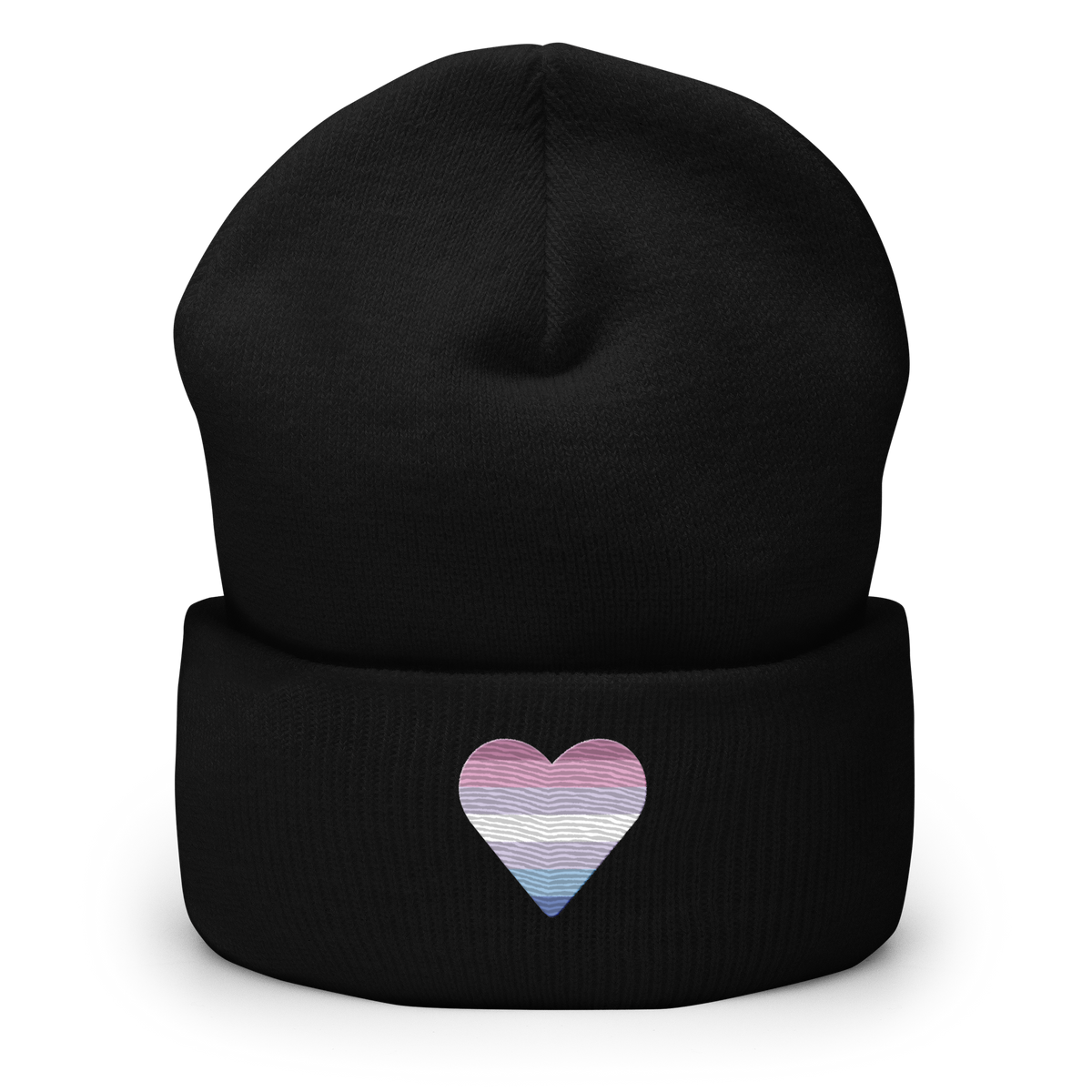 Bigender Flag Embroidered Heart Beanie: Celebratory LGBTQ+ Pride Design