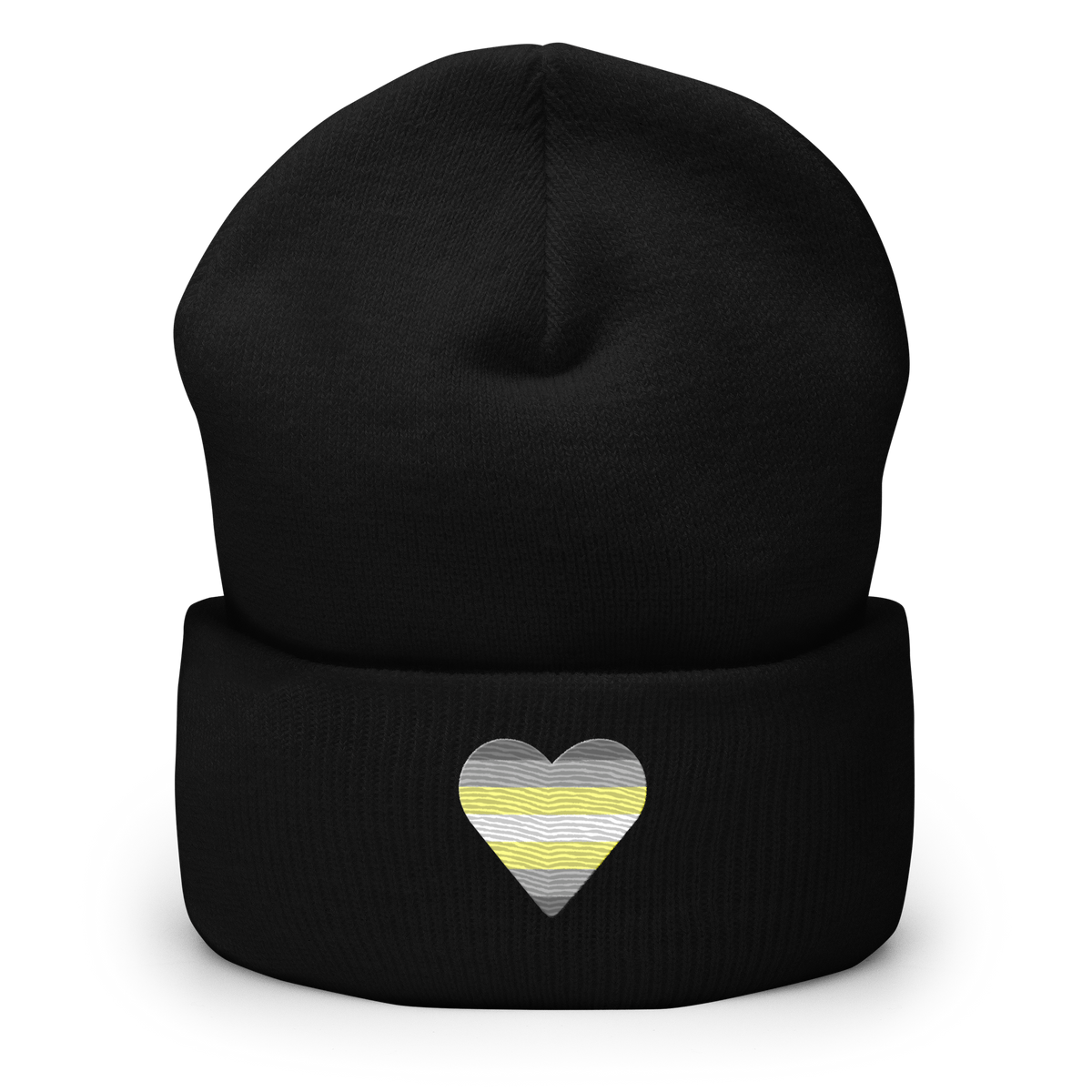 Demigender Flag Embroidered Heart Beanie: Celebratory LGBTQ+ Pride Design