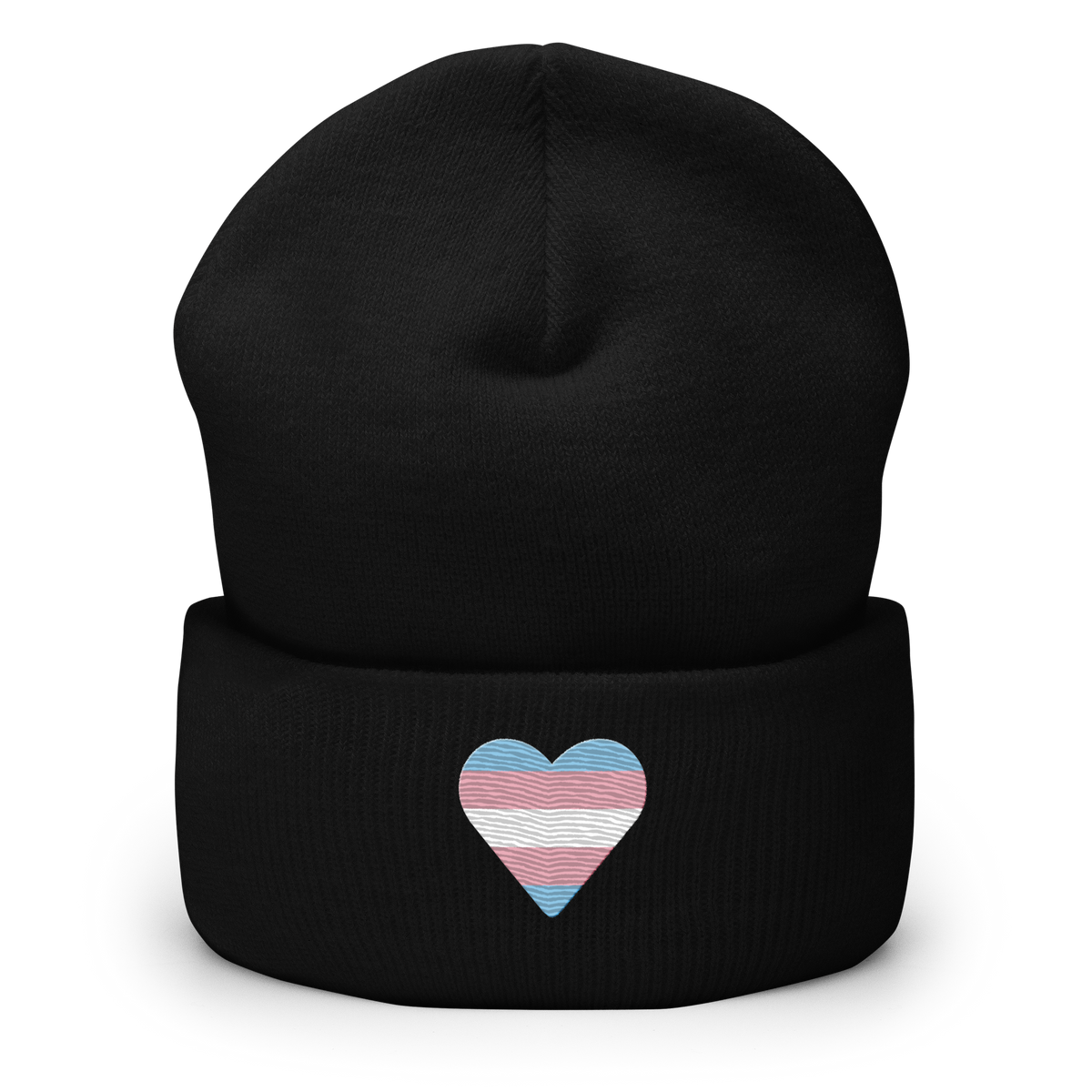 Transgender Flag Embroidered Heart Beanie: Celebratory LGBTQ+ Pride Design