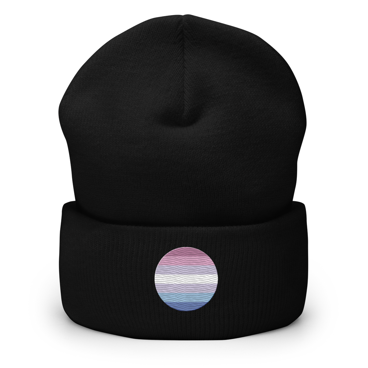 Bigender Flag Embroidered Circle Beanie: Celebratory LGBTQ+ Pride Design