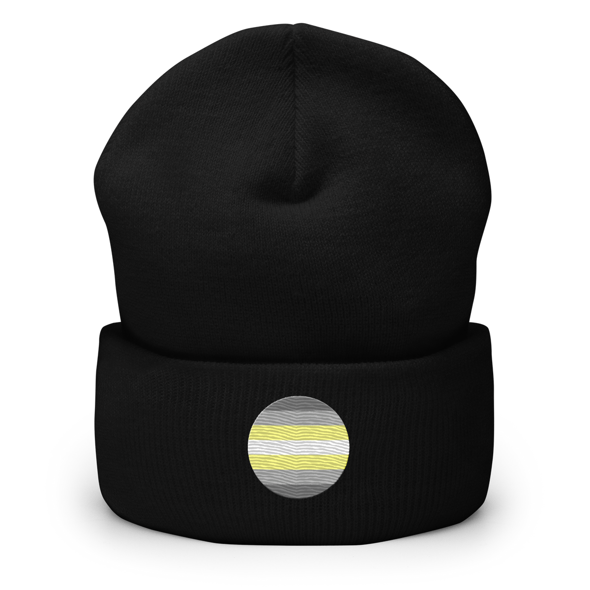 Demigender Flag Embroidered Circle Beanie: Celebratory LGBTQ+ Pride Design