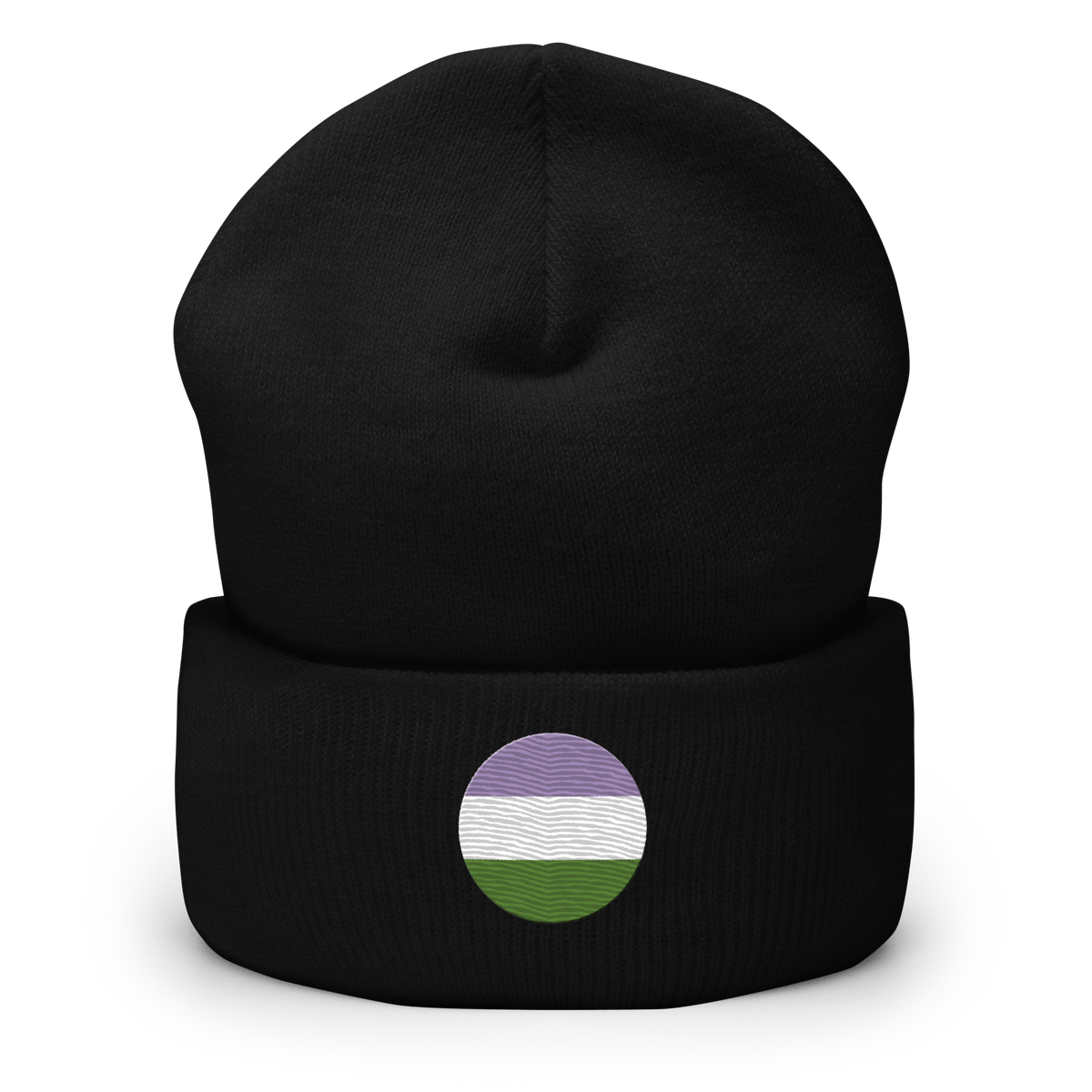 Genderqueer Flag Embroidered Circle Beanie: Celebratory LGBTQ+ Pride Design