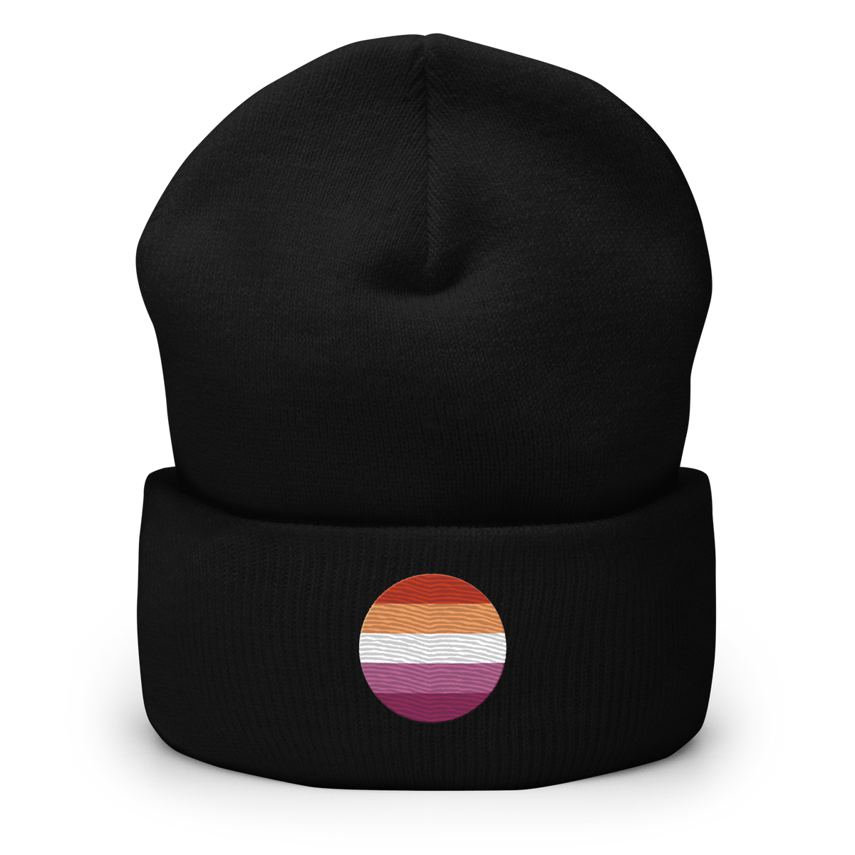 Lesbian Flag Embroidered Circle Beanie: Celebratory LGBTQ+ Pride Design