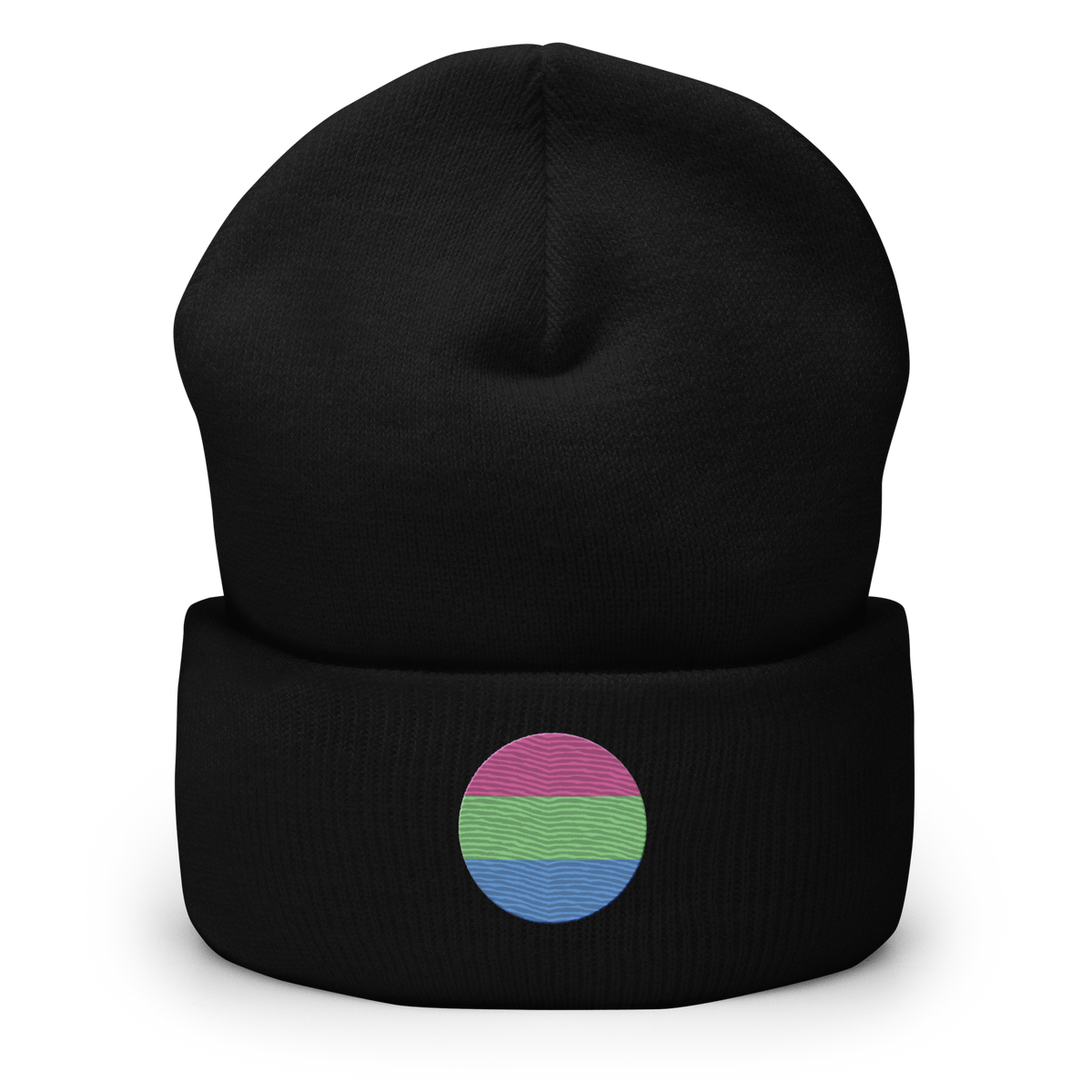 Polysexual Flag Embroidered Circle Beanie: Celebratory LGBTQ+ Pride Design