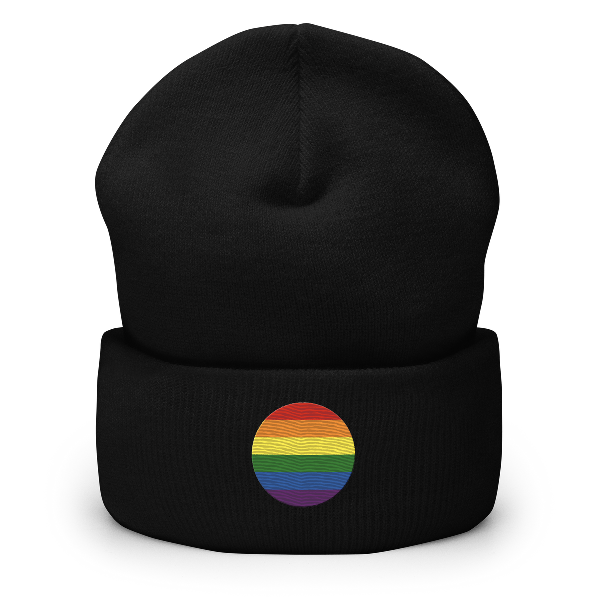 Pride Flag Embroidered Circle Beanie: Celebratory LGBTQ+ Pride Design